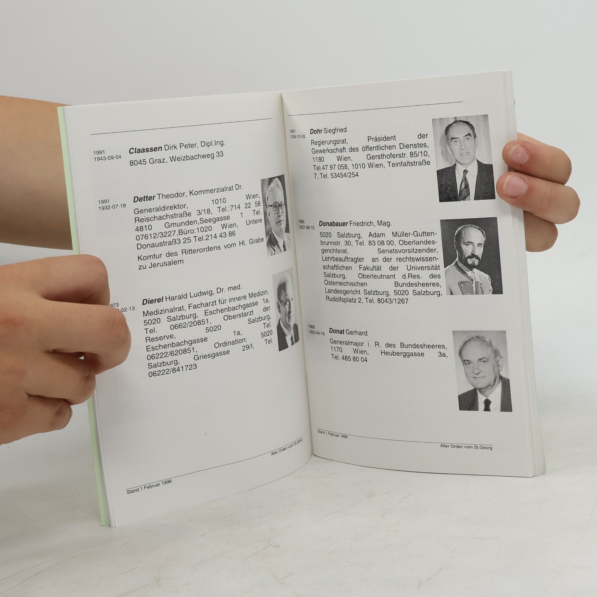 kolektiv Verzeichnis der Ordensmitglieder zum 1. Jänner 1996 und Ordenssatzungen