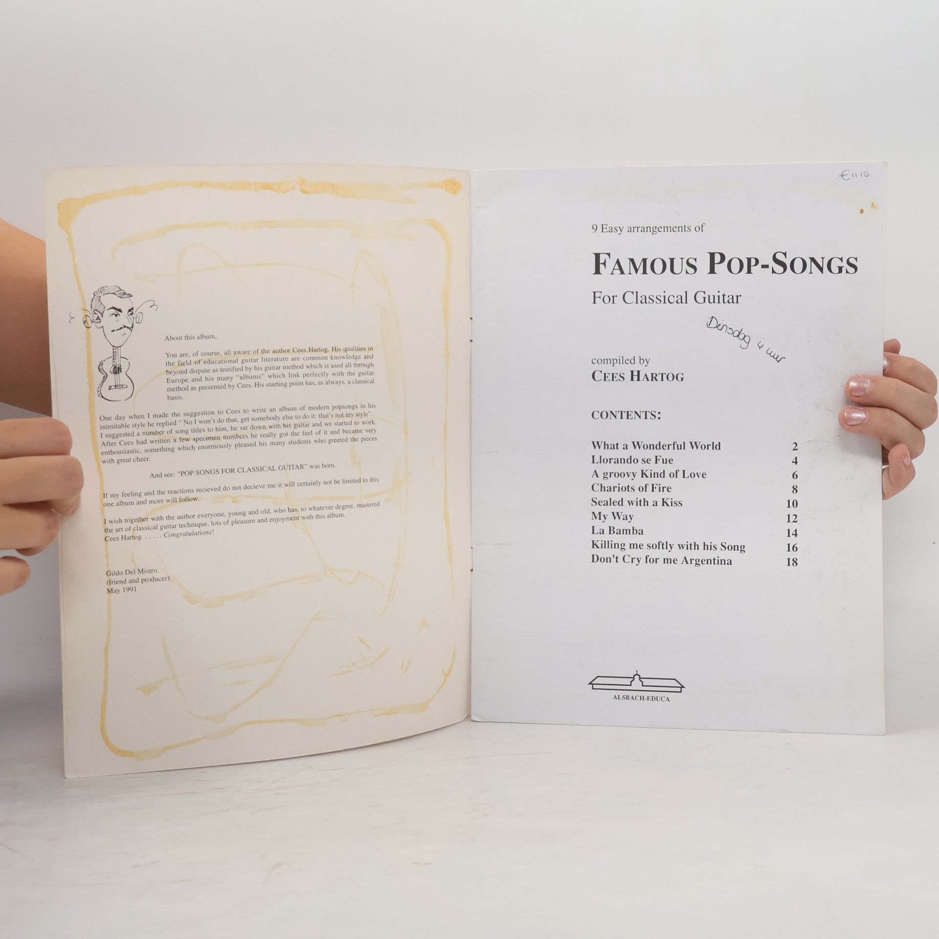 CEES HARTOG Pop Songs for Classical Guitar