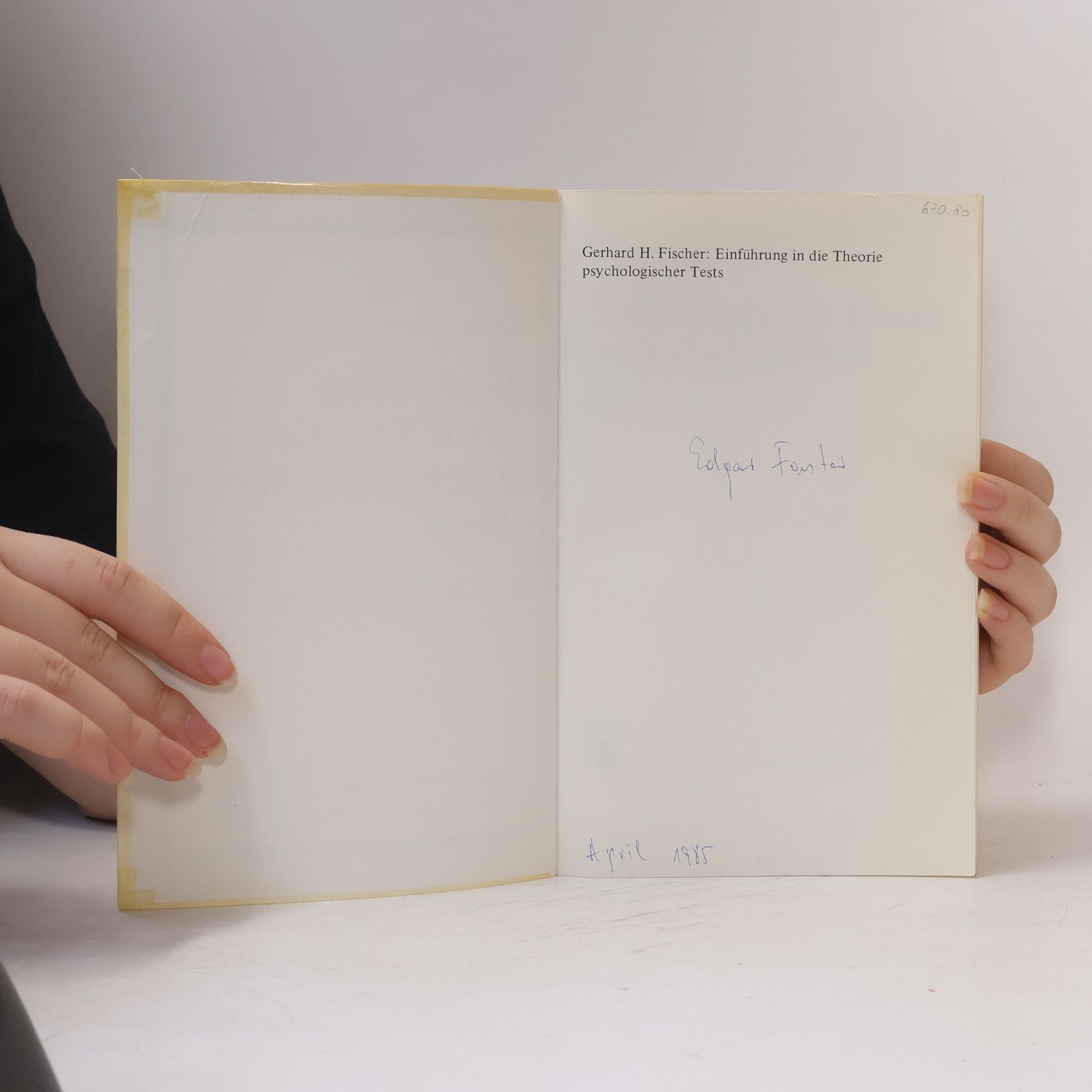 Gerhard H. Fischer Einführung in die Theorie psychologischer Tests