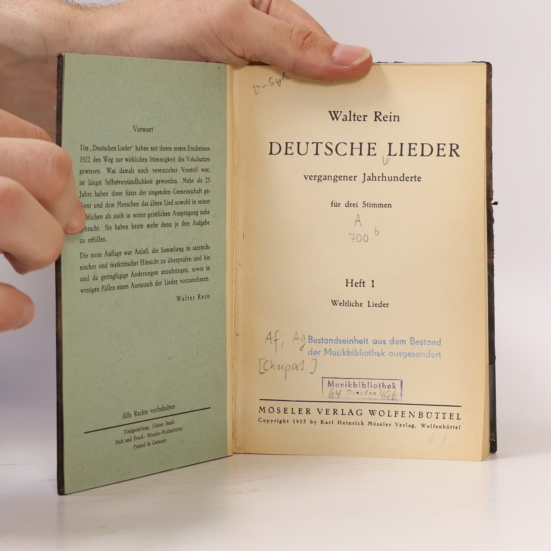 Walter Rein Deutsche Lieder vergangener Jahrhunderte