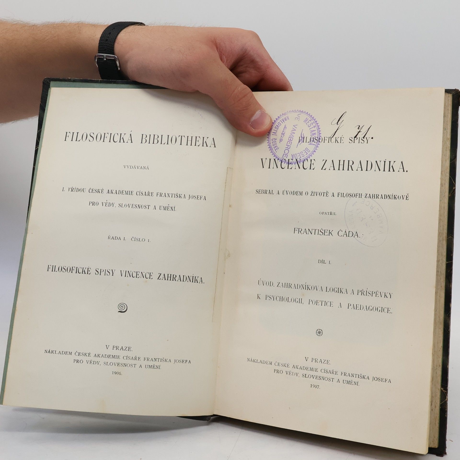Vincenc Zahradník Filosofické spisy Vincence Zahradníka