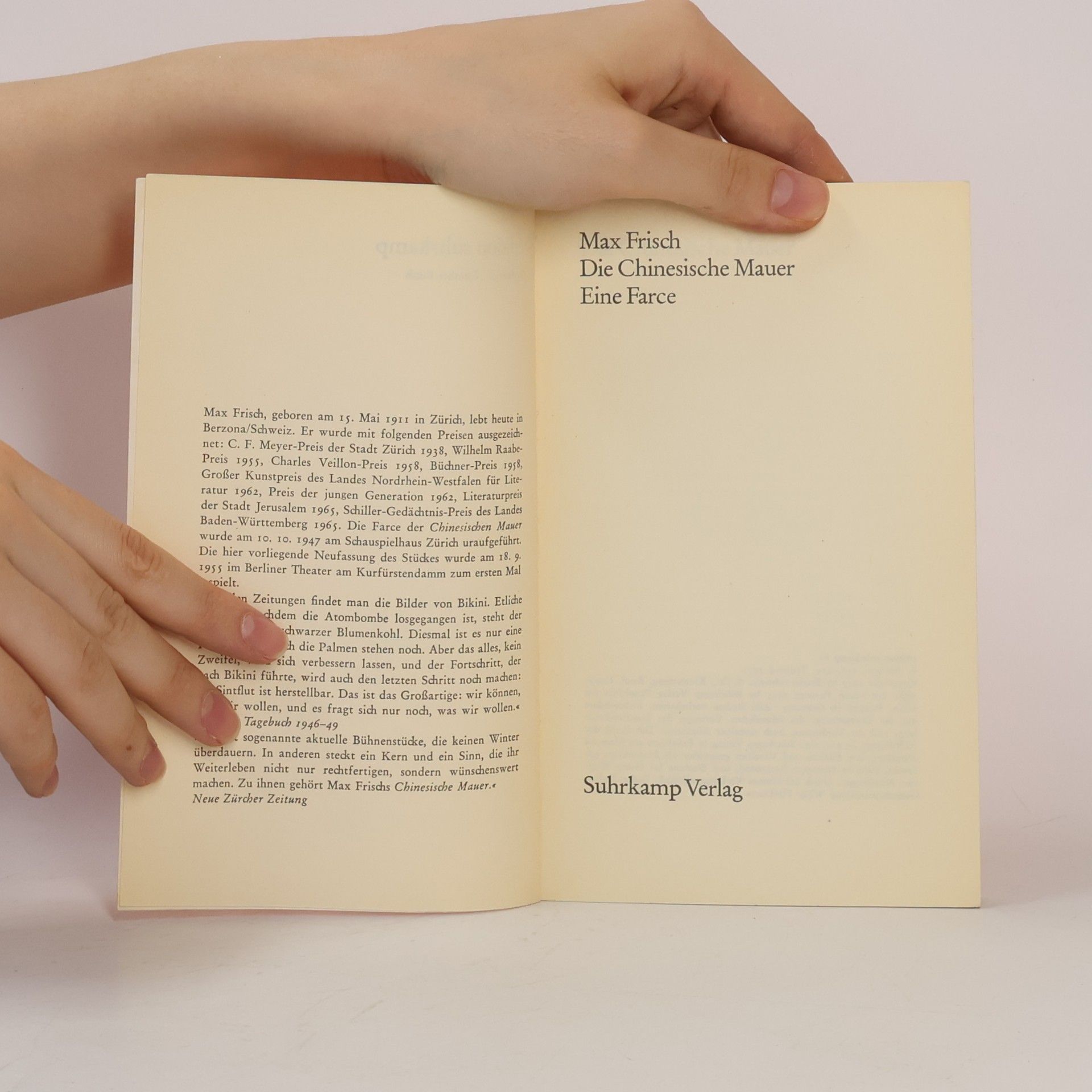 Max Frisch Die Chinesische Mauer