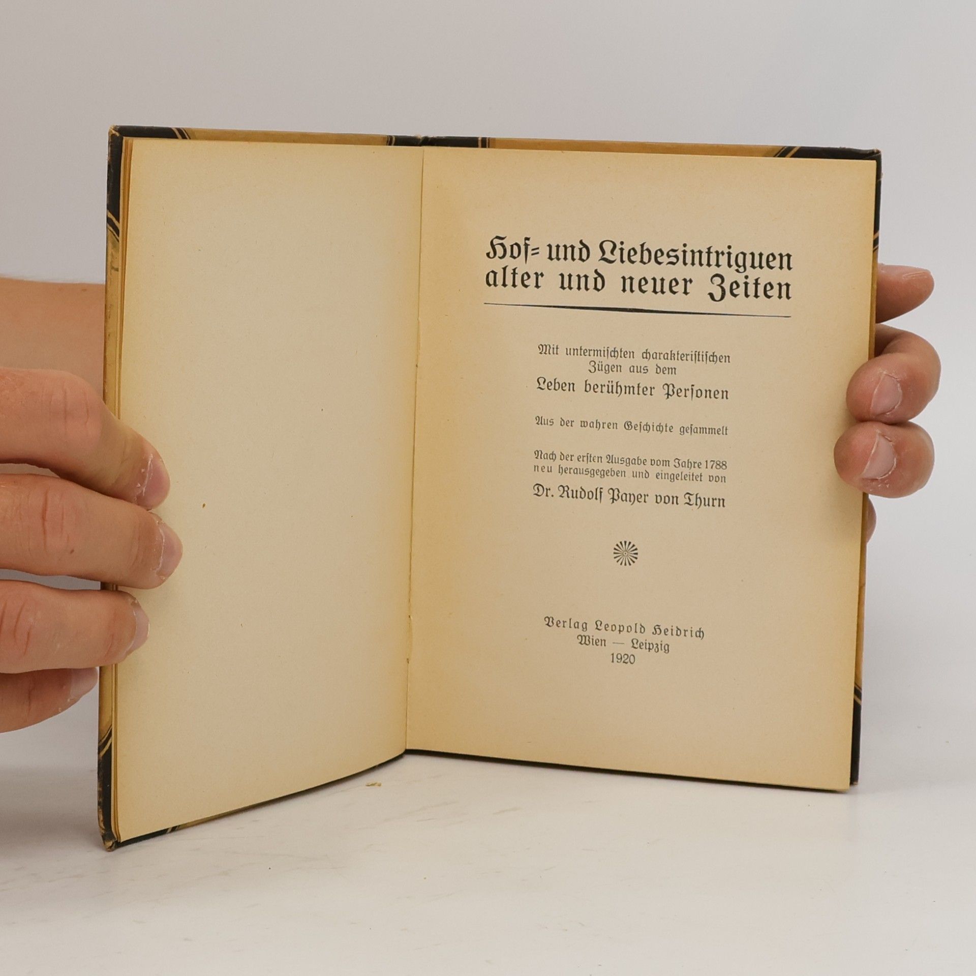 Rudolf Poper von Thurn Hof- und Liebesintriguen alter und neuer Zeiten