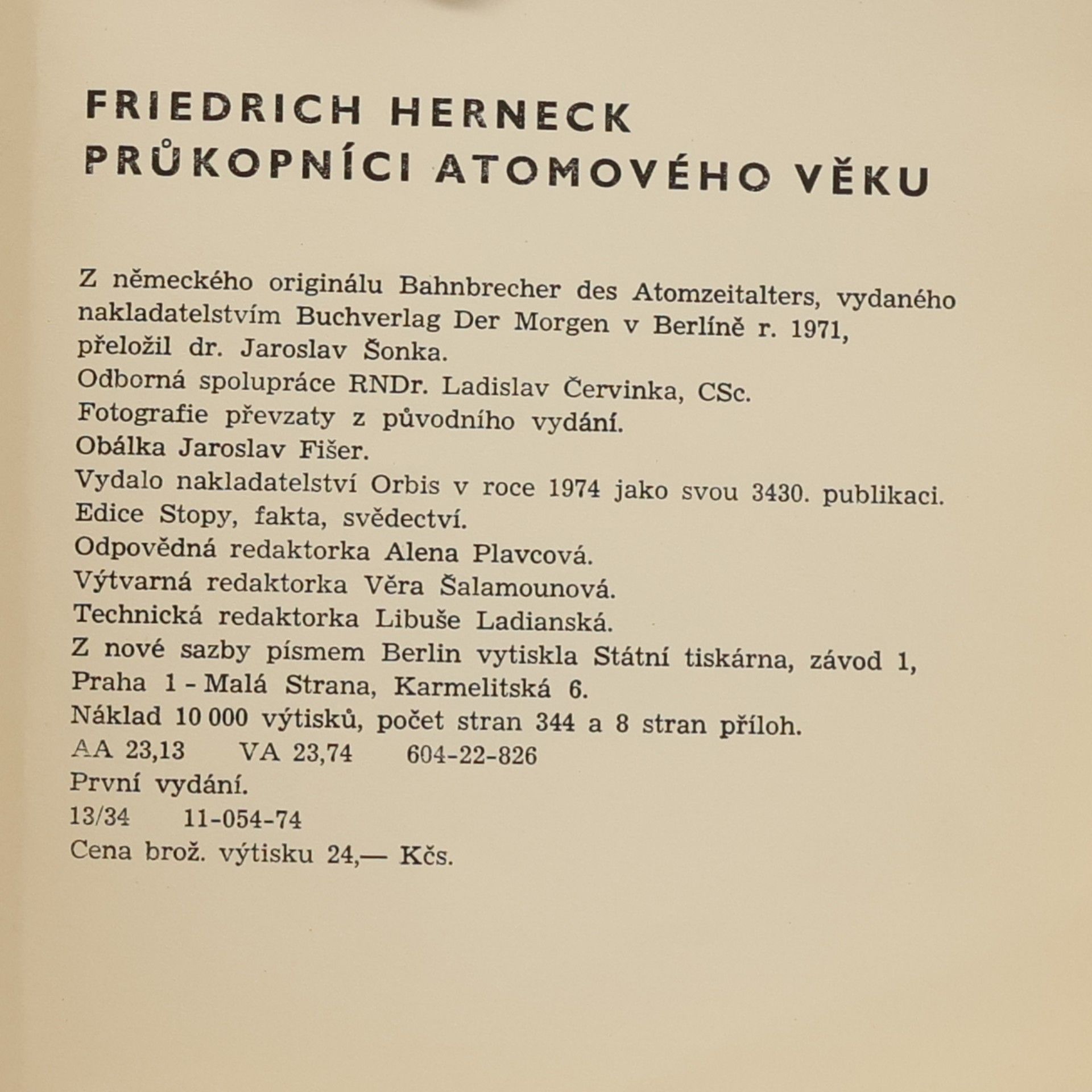 Herneck Friedrich Průkopníci atomového věku