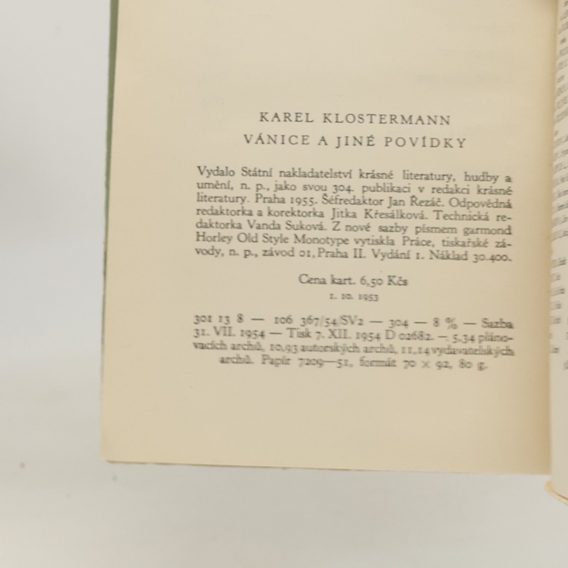 Karel Klostermann Vánice a jiné povídky