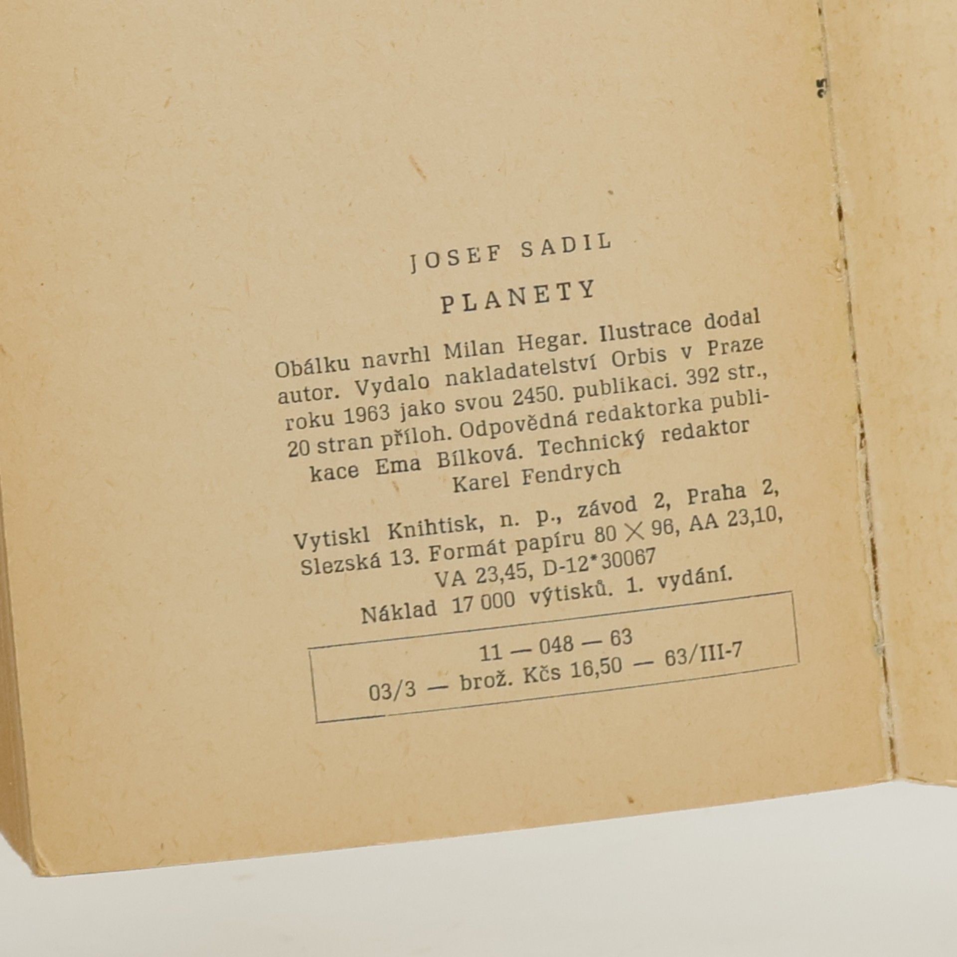 Josef Sadil Planety. Malá moderní encyklopedie