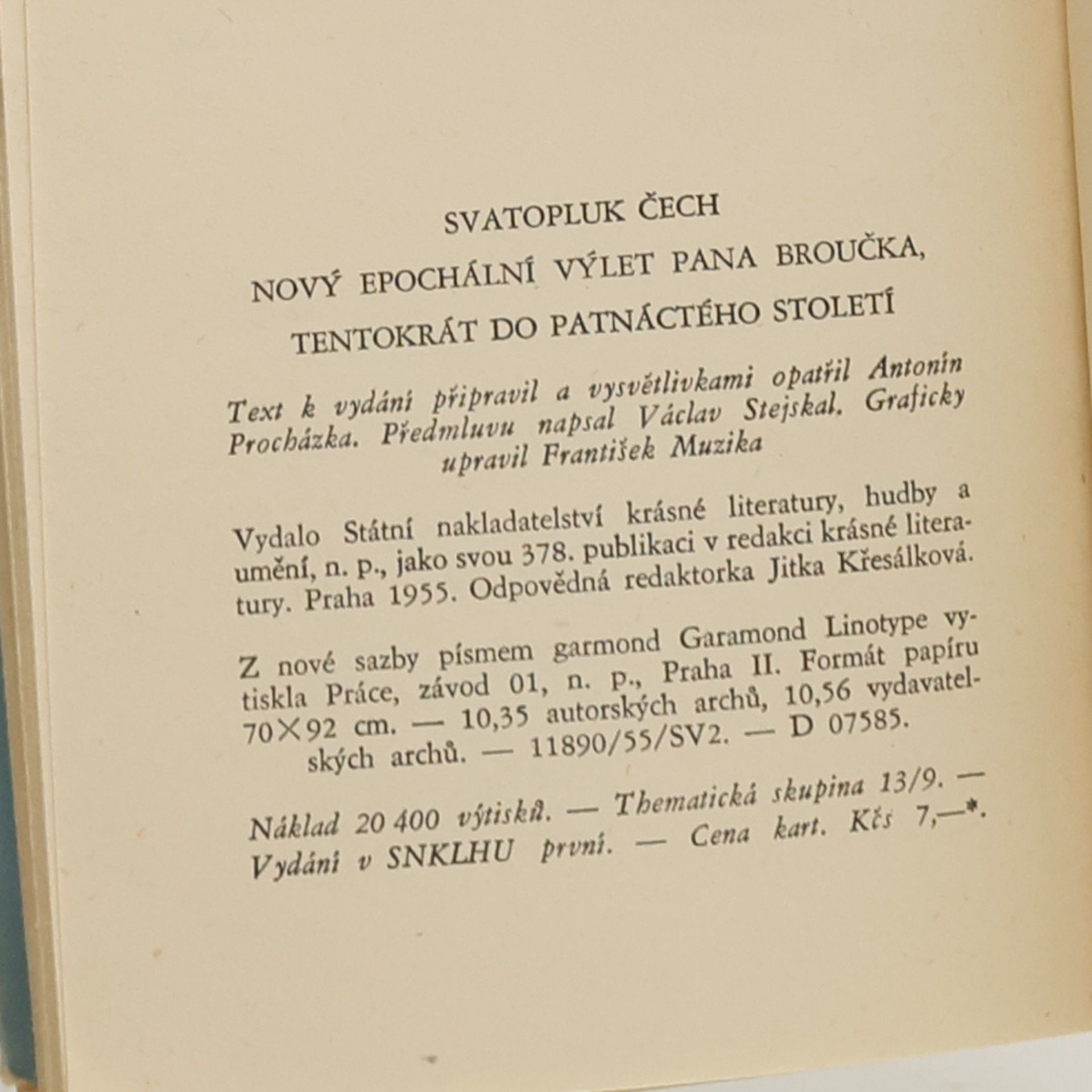 Svatopluk Čech Výlet pana Broučka do XV. století