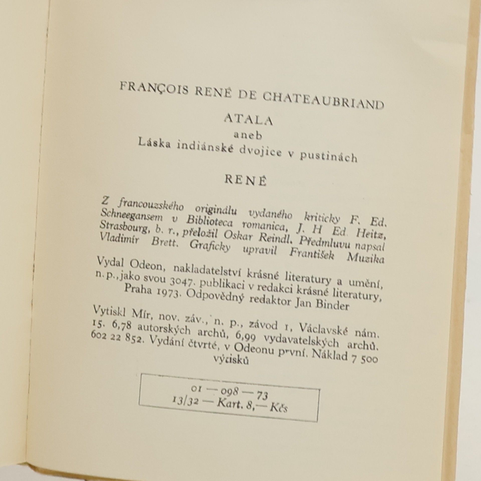 Françoise René de Chateaubriand Atala - René
