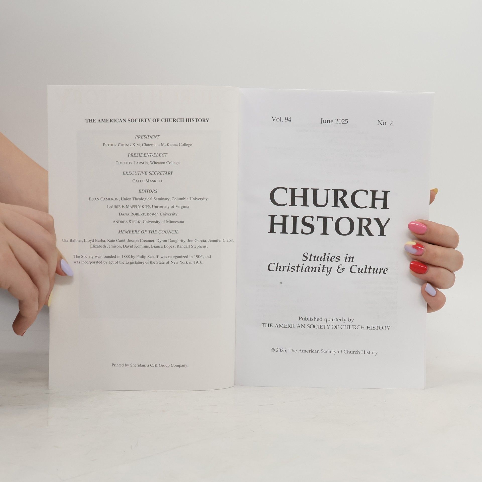 Autorenkollektiv Church History. Studies in Christianity and Culture. June 2025