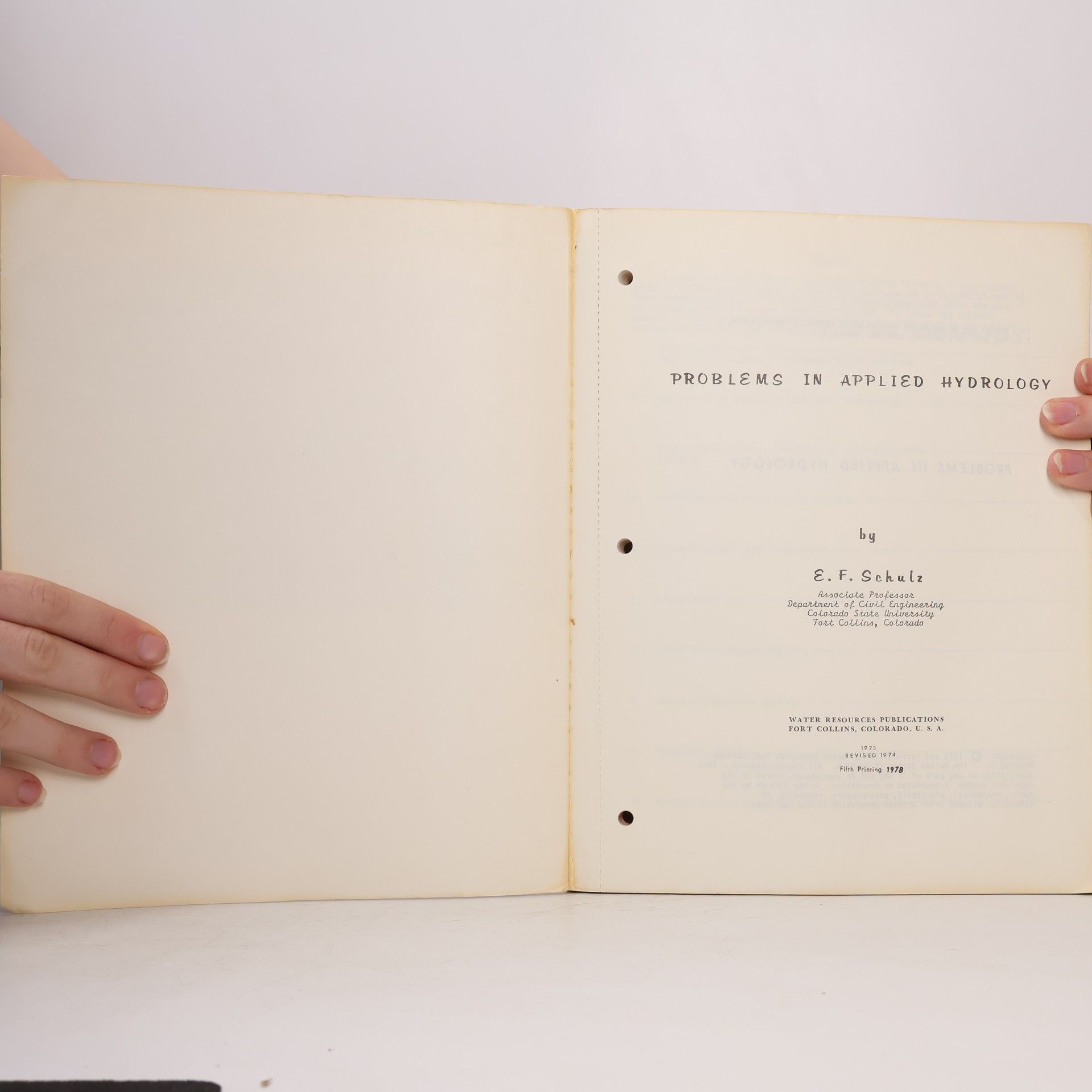 E. F. Schulz Problems in Applied Hydrology