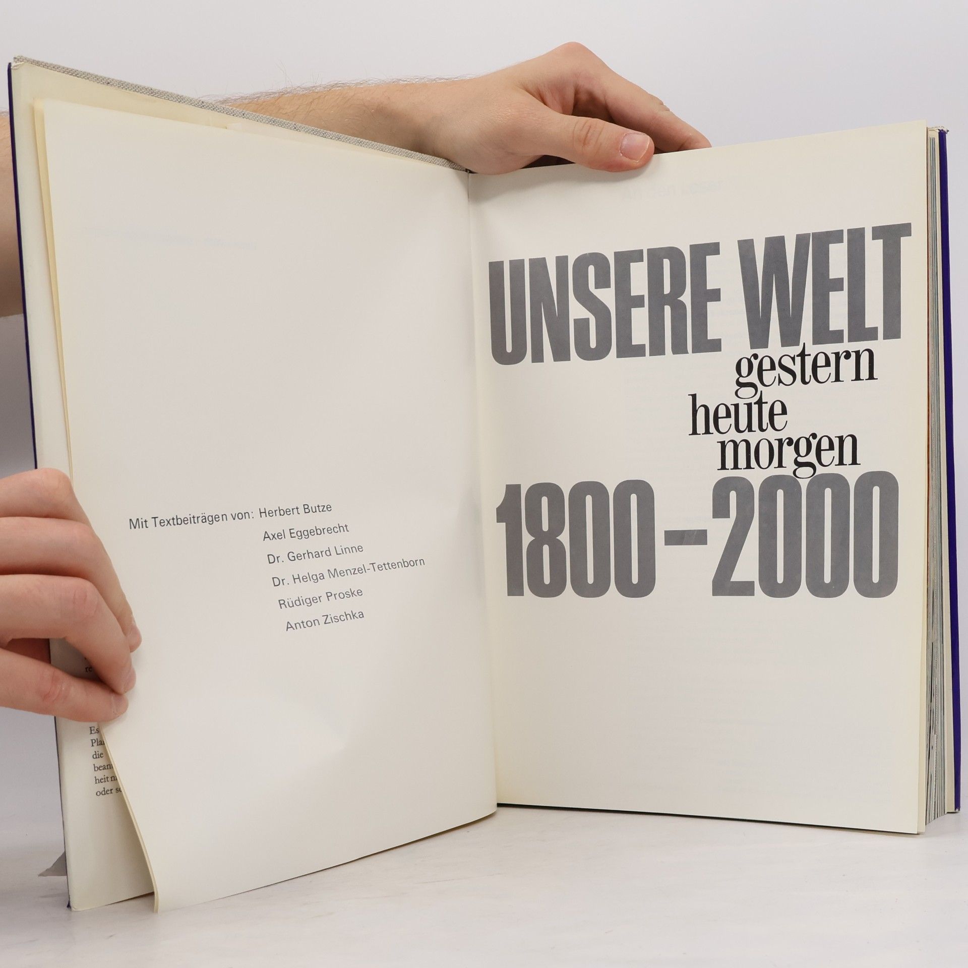 Warner Lenz Unsere Welt. Gestern heute Morgen. 1800-2000