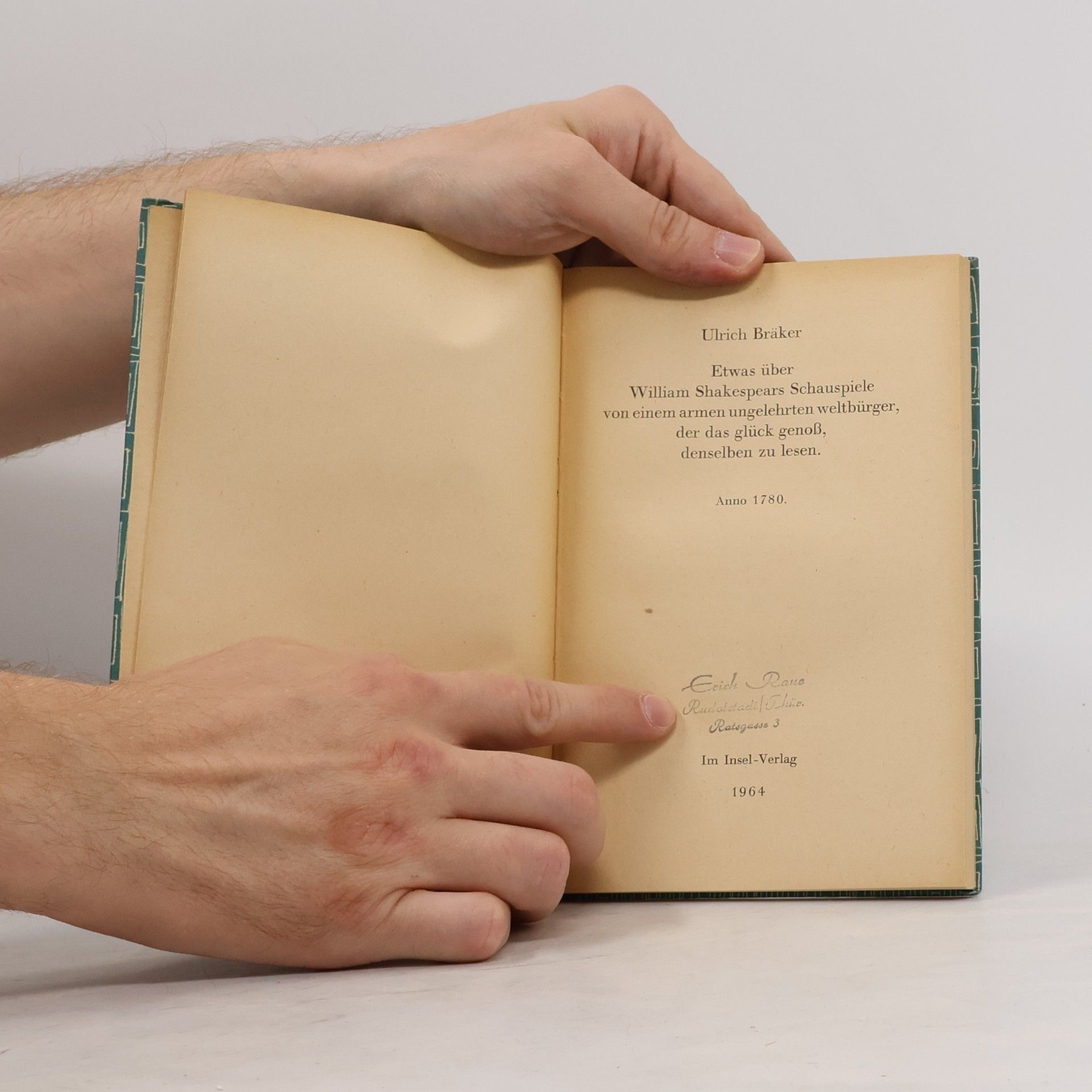 Ulrich Bräker Etwas über William Shakespeares Schauspiele