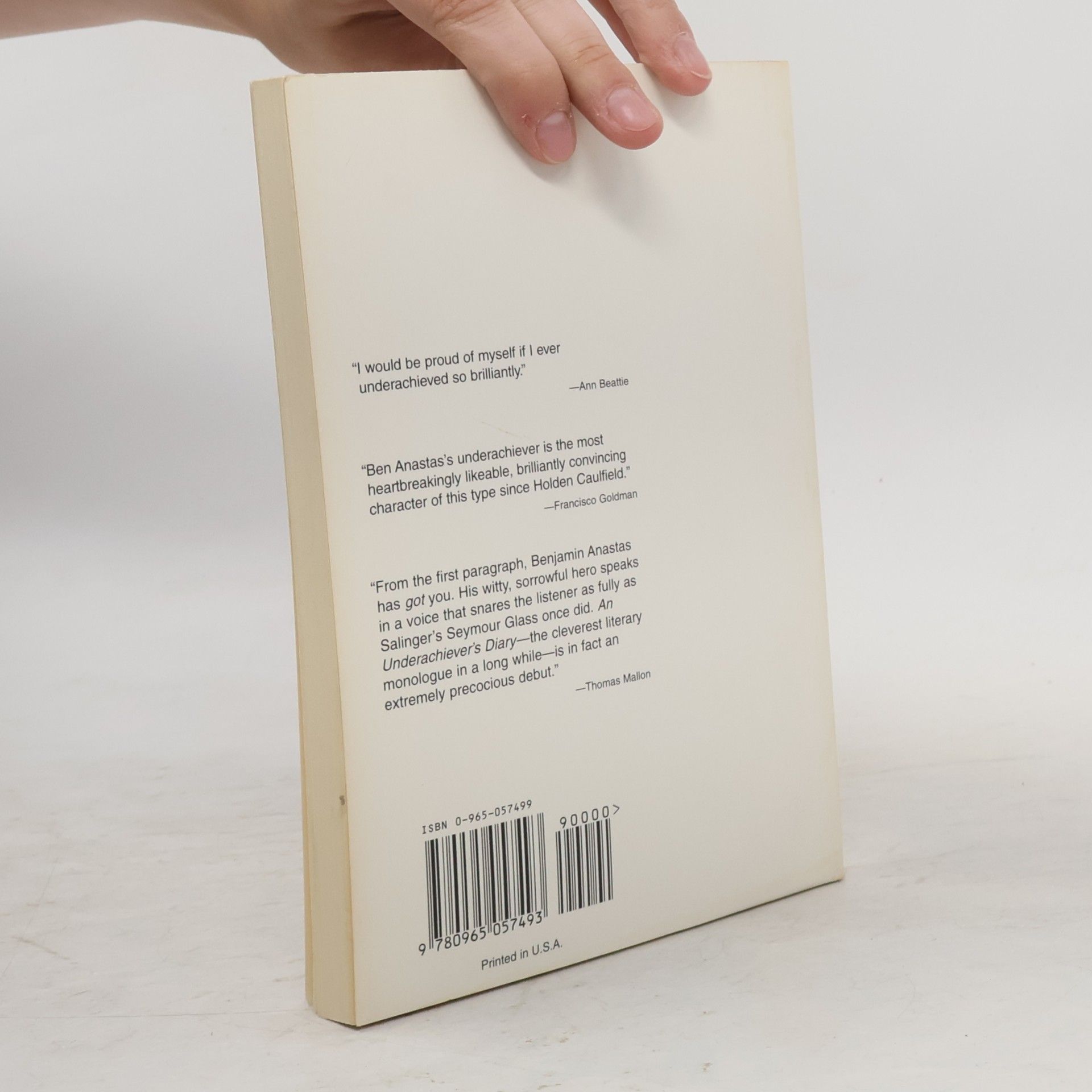 Benjamin Anastas An Underachiever's Diary