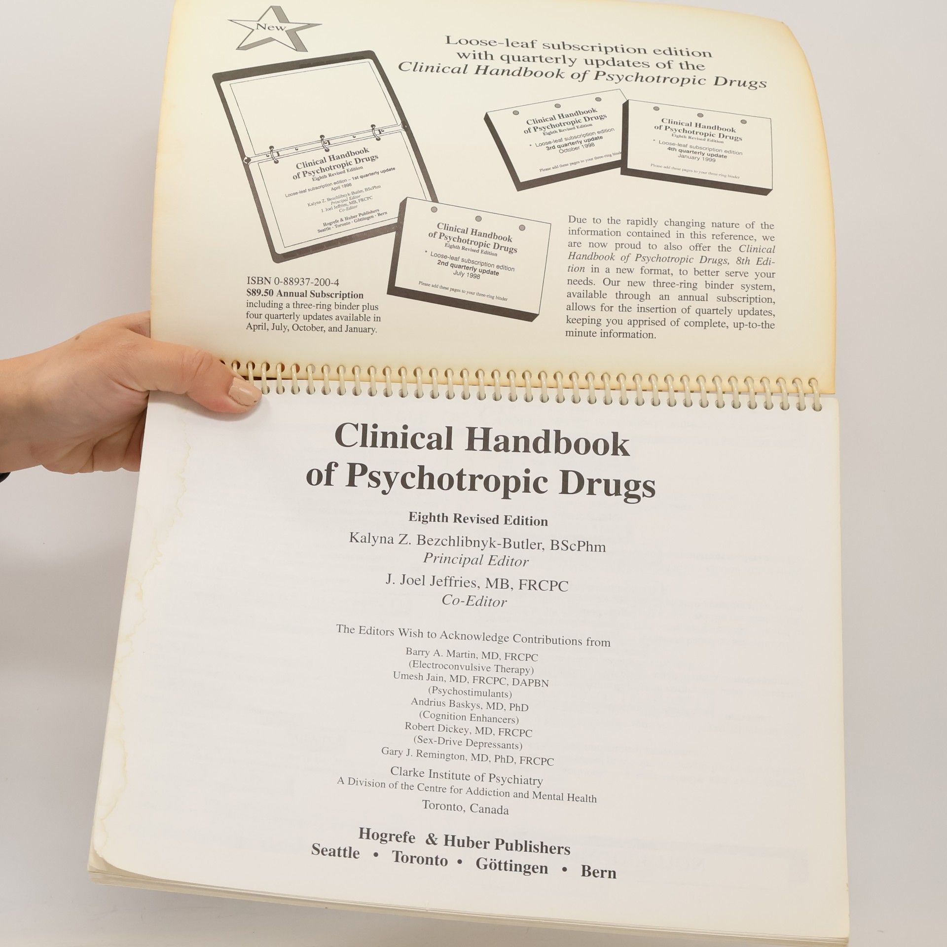 Kalyna Z. Bezchlibnyk-Butler Clinical Handbook of Psychotropic Drugs: Eighth Revised Edition