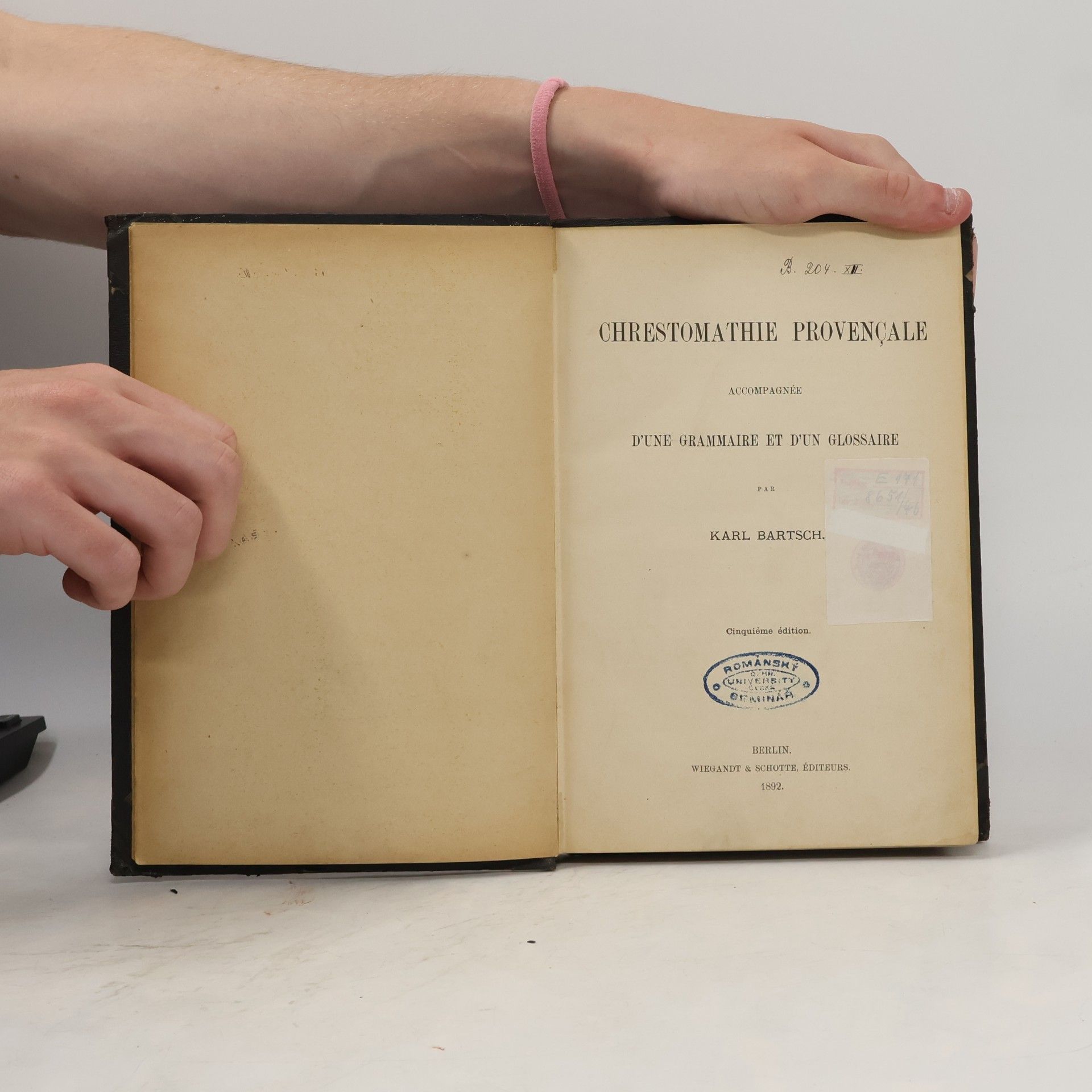 Karl Bartsch Chrestomathie provençale: accompagnée d'une grammaire et d'un glossaire