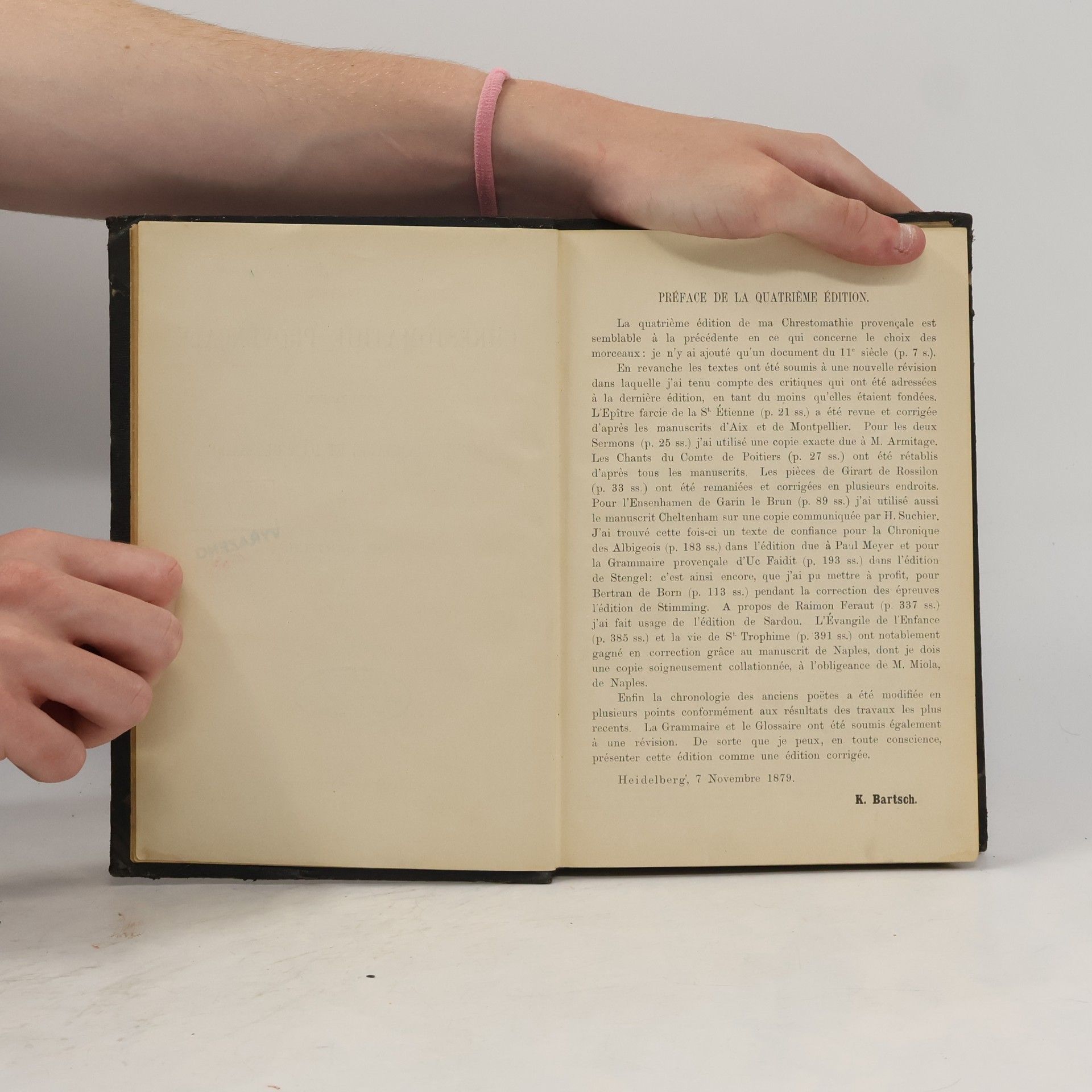 Karl Bartsch Chrestomathie provençale: accompagnée d'une grammaire et d'un glossaire