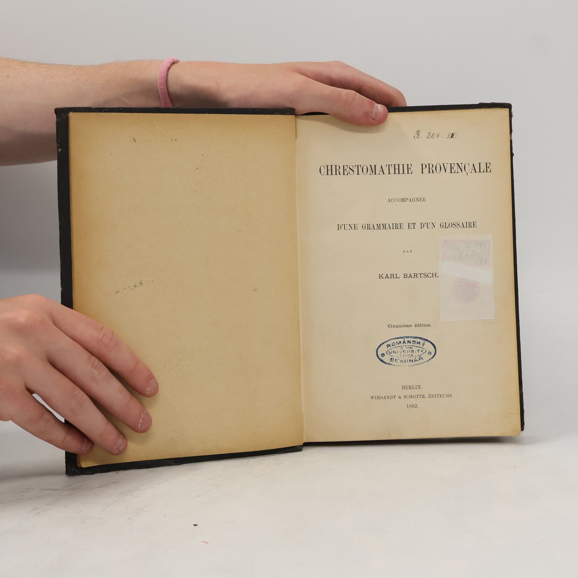 Karl Bartsch Chrestomathie provençale: accompagnée d'une grammaire et d'un glossaire