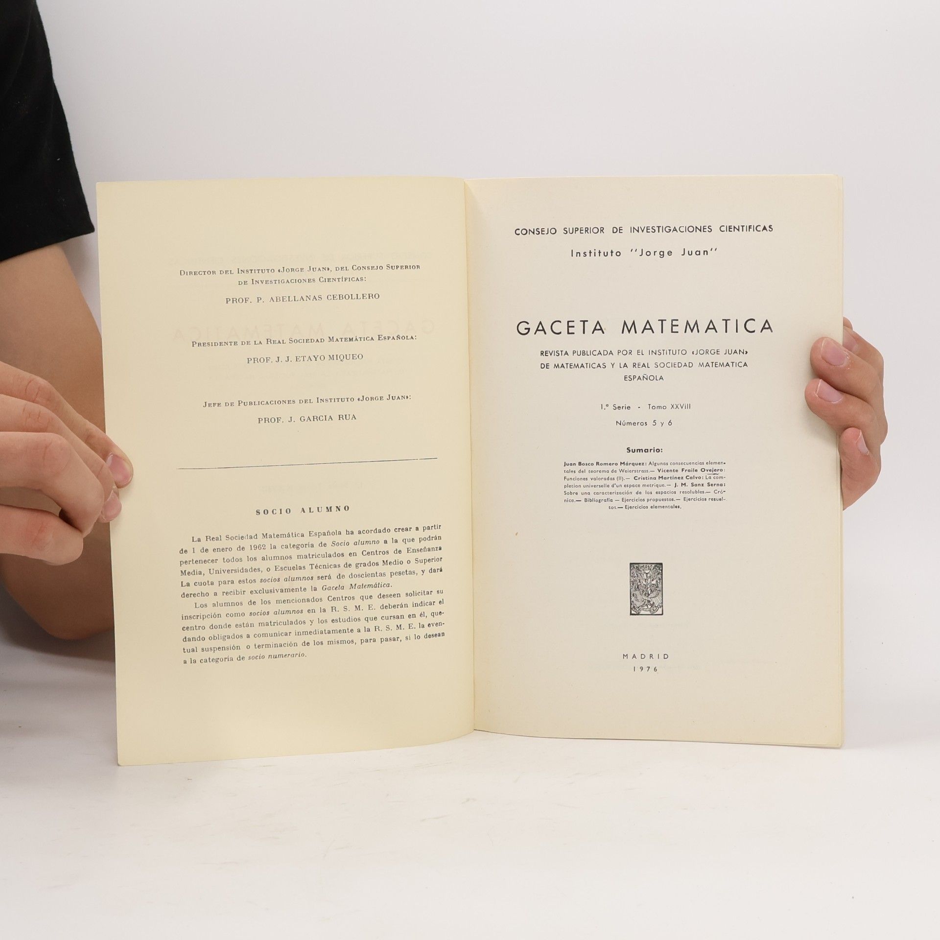 Autores varios Gaceta Matemática. Tomo XXVIII – Números 5 y 6