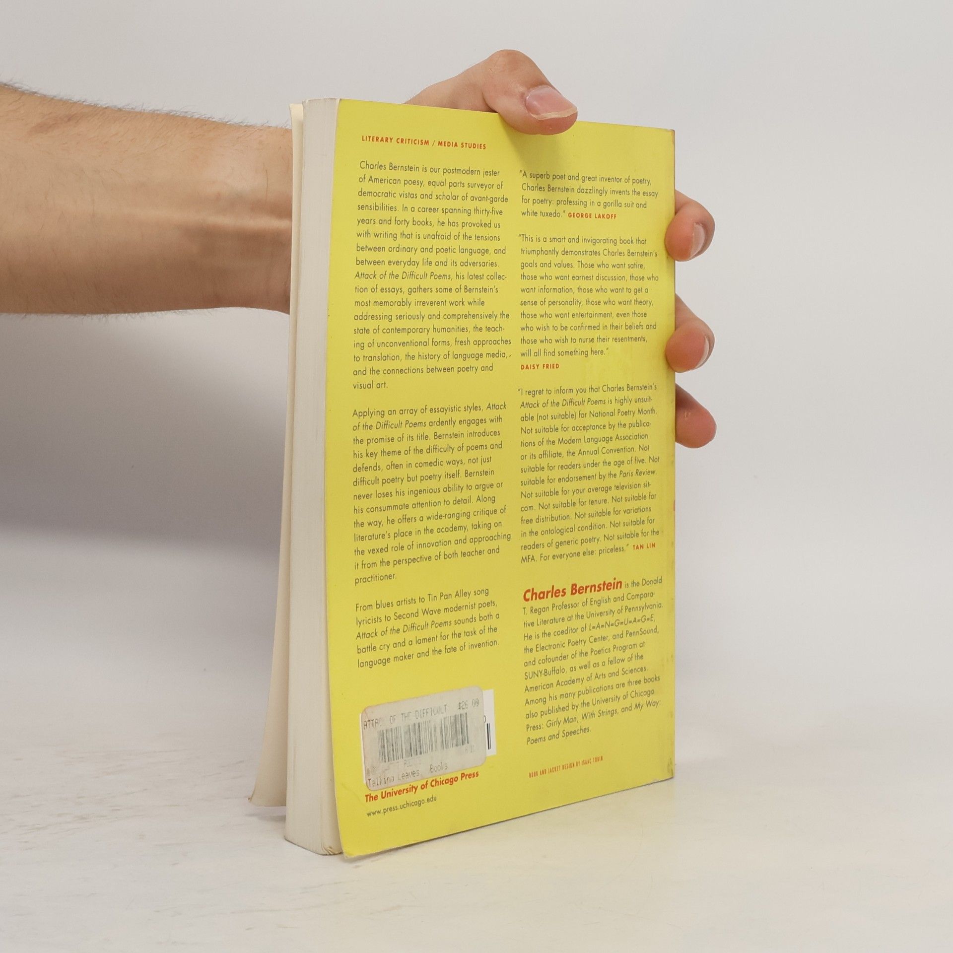 Charles Bernstein Attack of the Difficult Poems