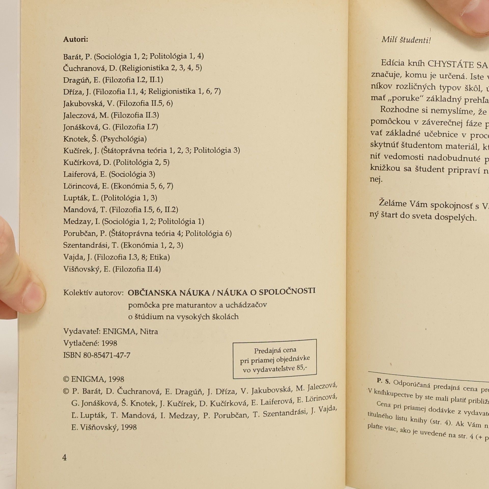 Barát, P. Občianska náuka: Náuka o spoločnosti