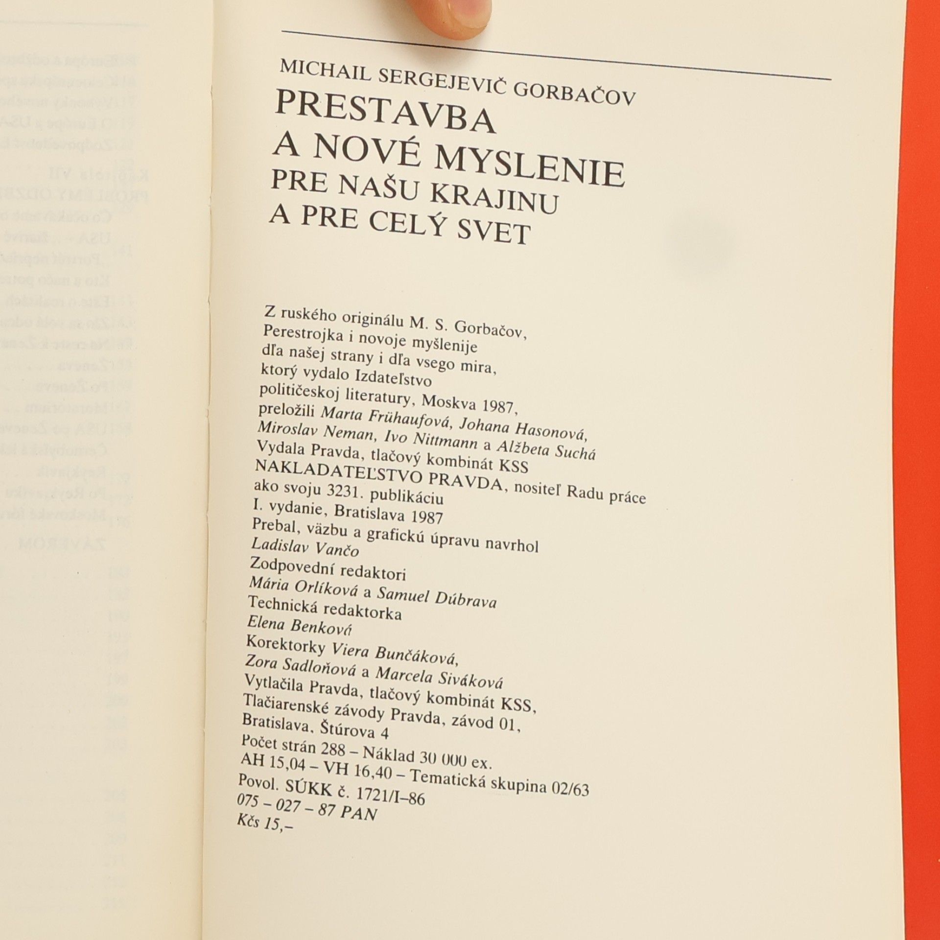Mikhail Gorbachev Prestavba a nové myslenie pre našu krajinu a pre celý svet