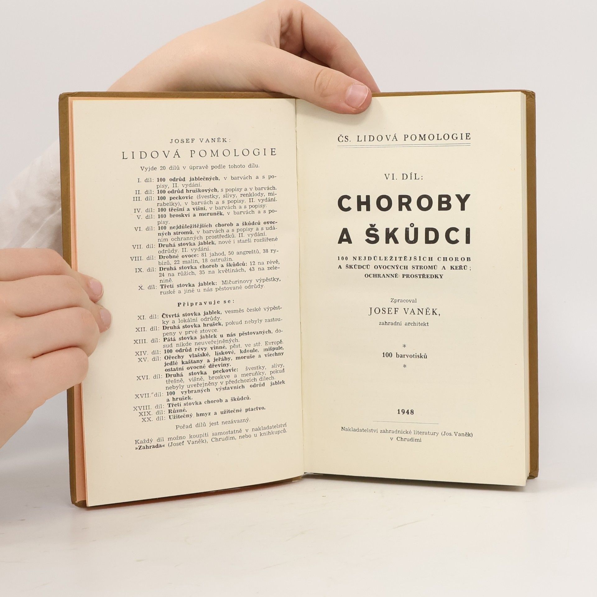 Josef Vaněk ČS. lidová pomologie. VI. díl. Choroby a škůdci