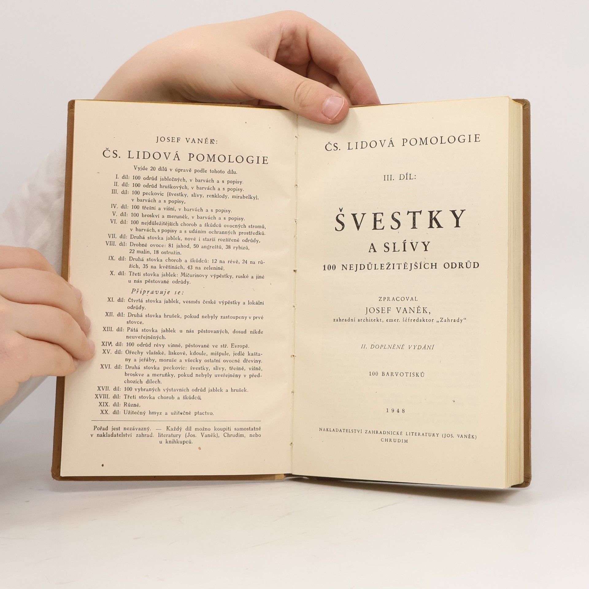 Josef Vaněk Lidová pomologie. 3. díl, Švestky a slívy