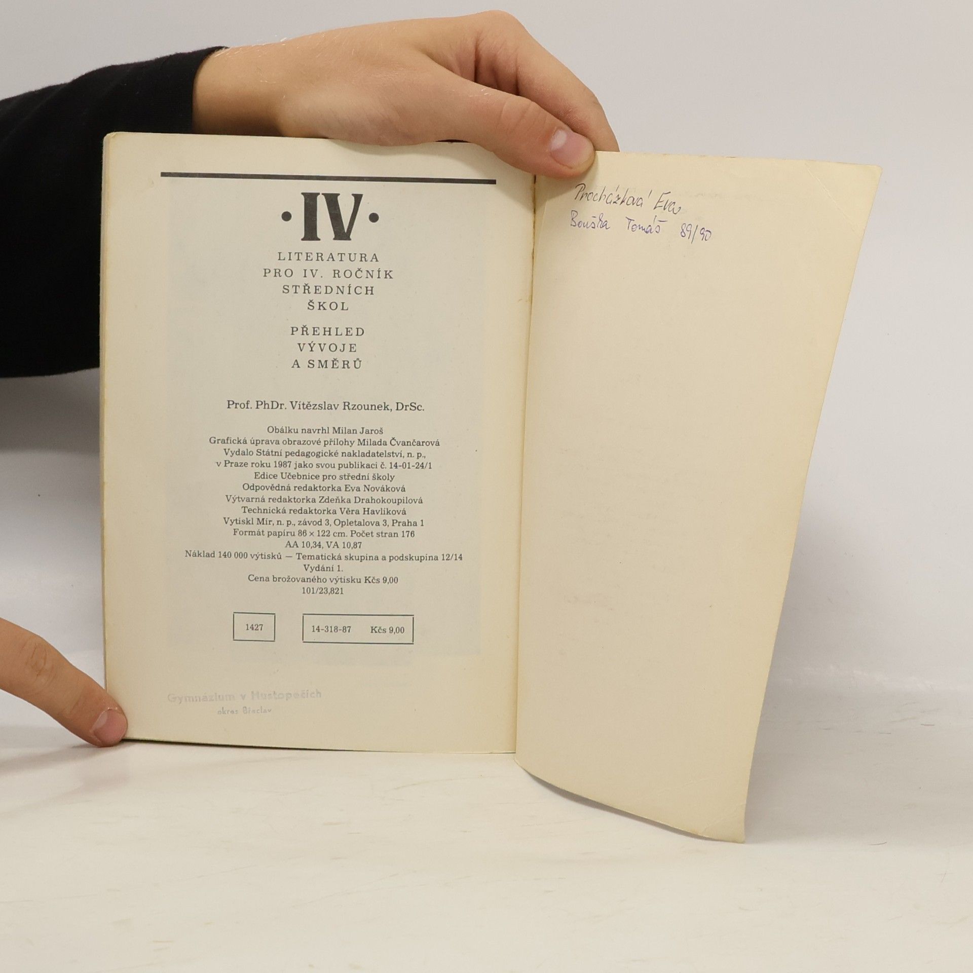 Vítězslav Rzounek Literatura IV. pro střední školy
