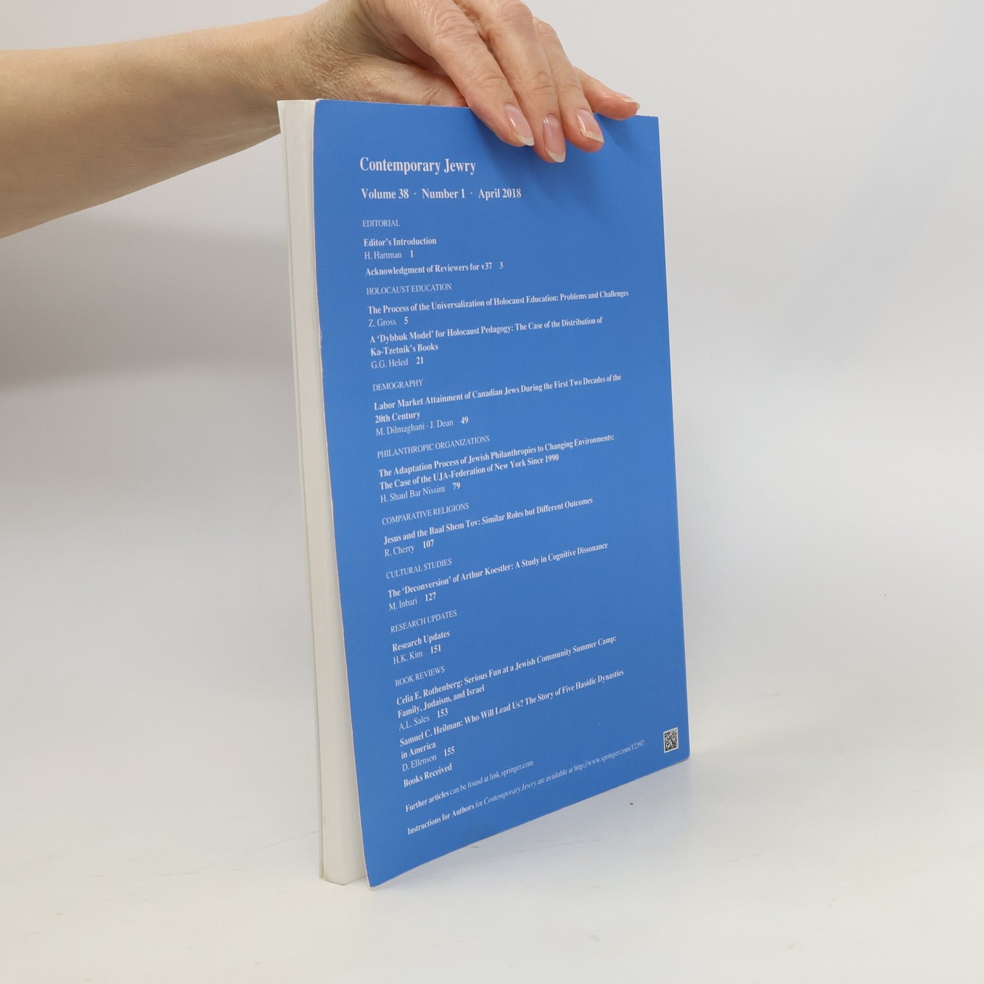 Collectif d'auteurs Contemporary Jewry. Volume 38, Number 1, April 2018