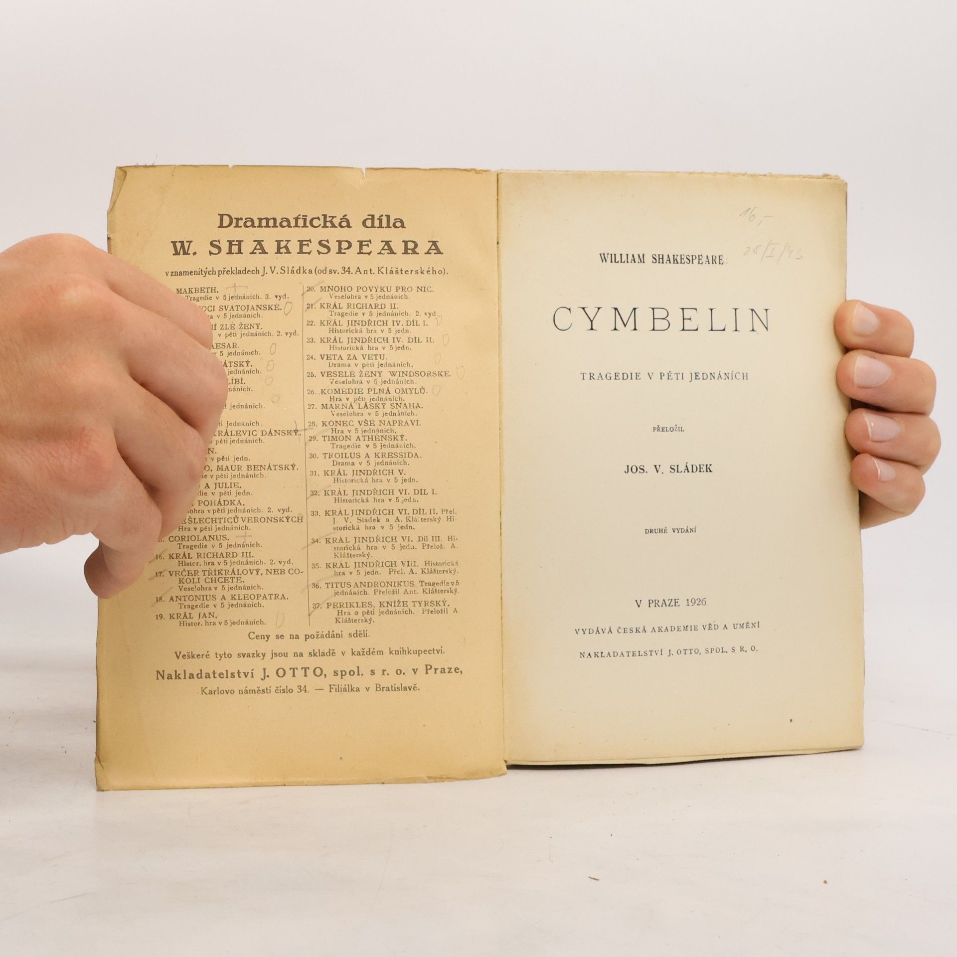 William Shakespeare Dramatická díla Williama Shakespeara X. Cymbelin