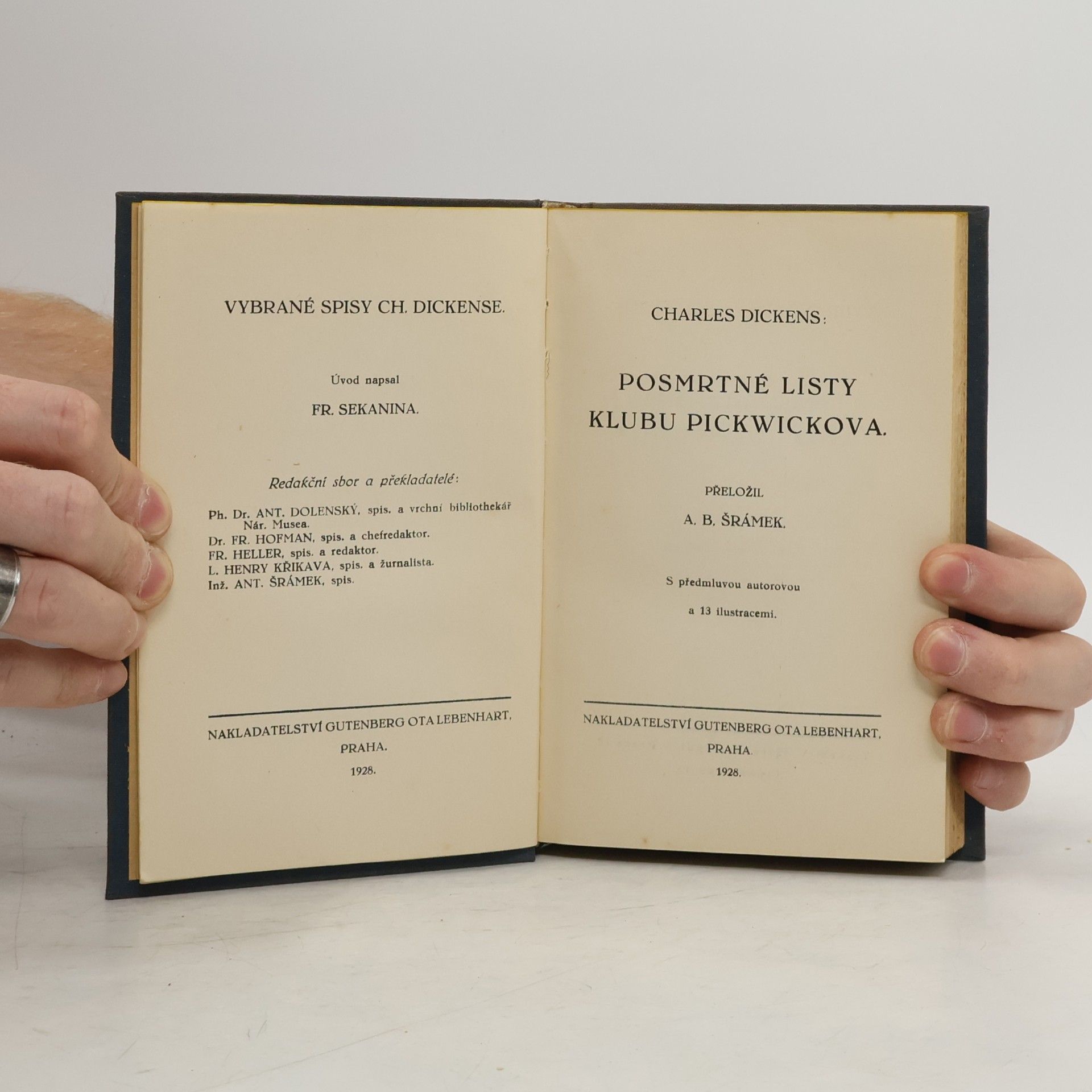Charles Dickens Posmrtné listy Klubu Pickwickova