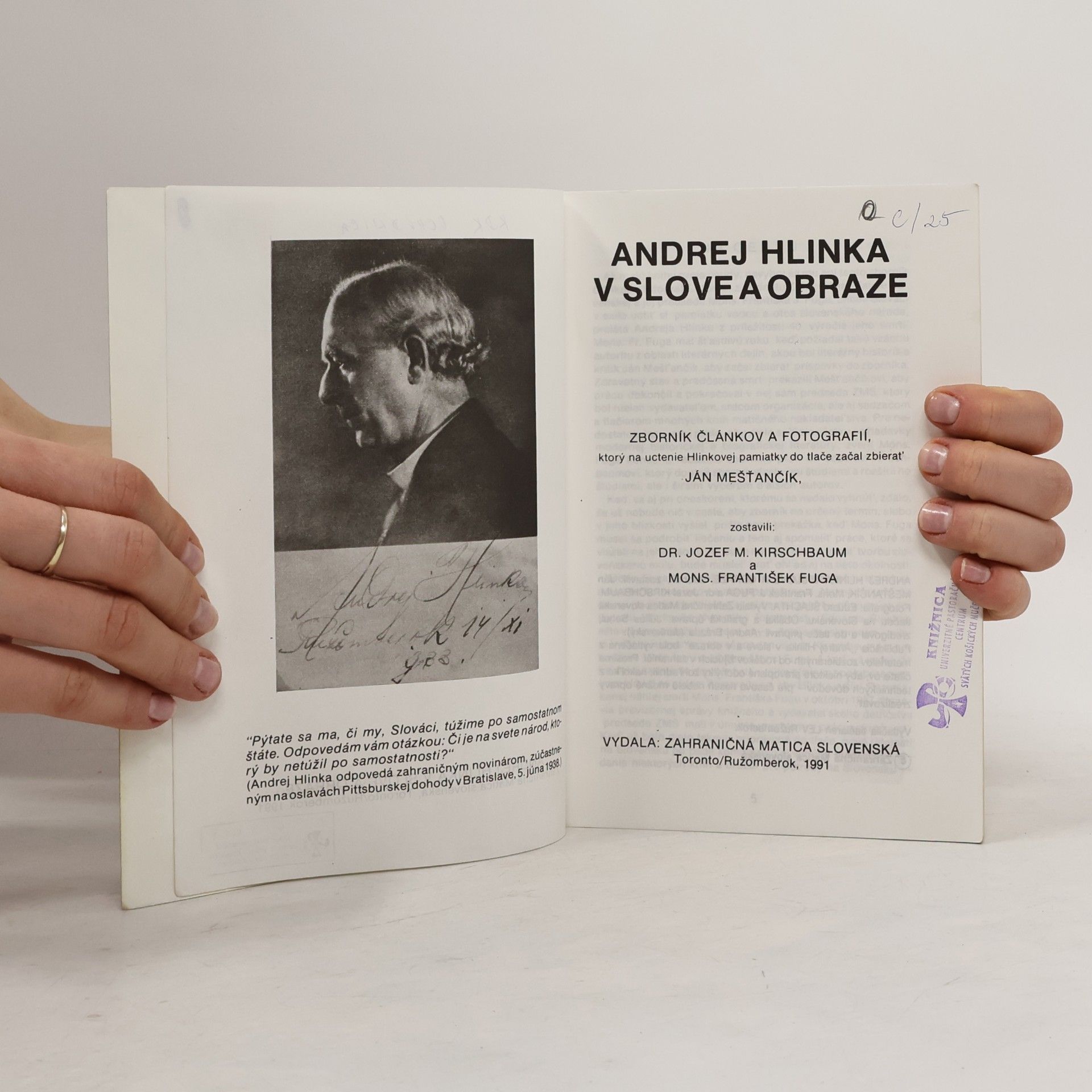 Autorenkollektiv Andrej Hlinka v slove a obraze
