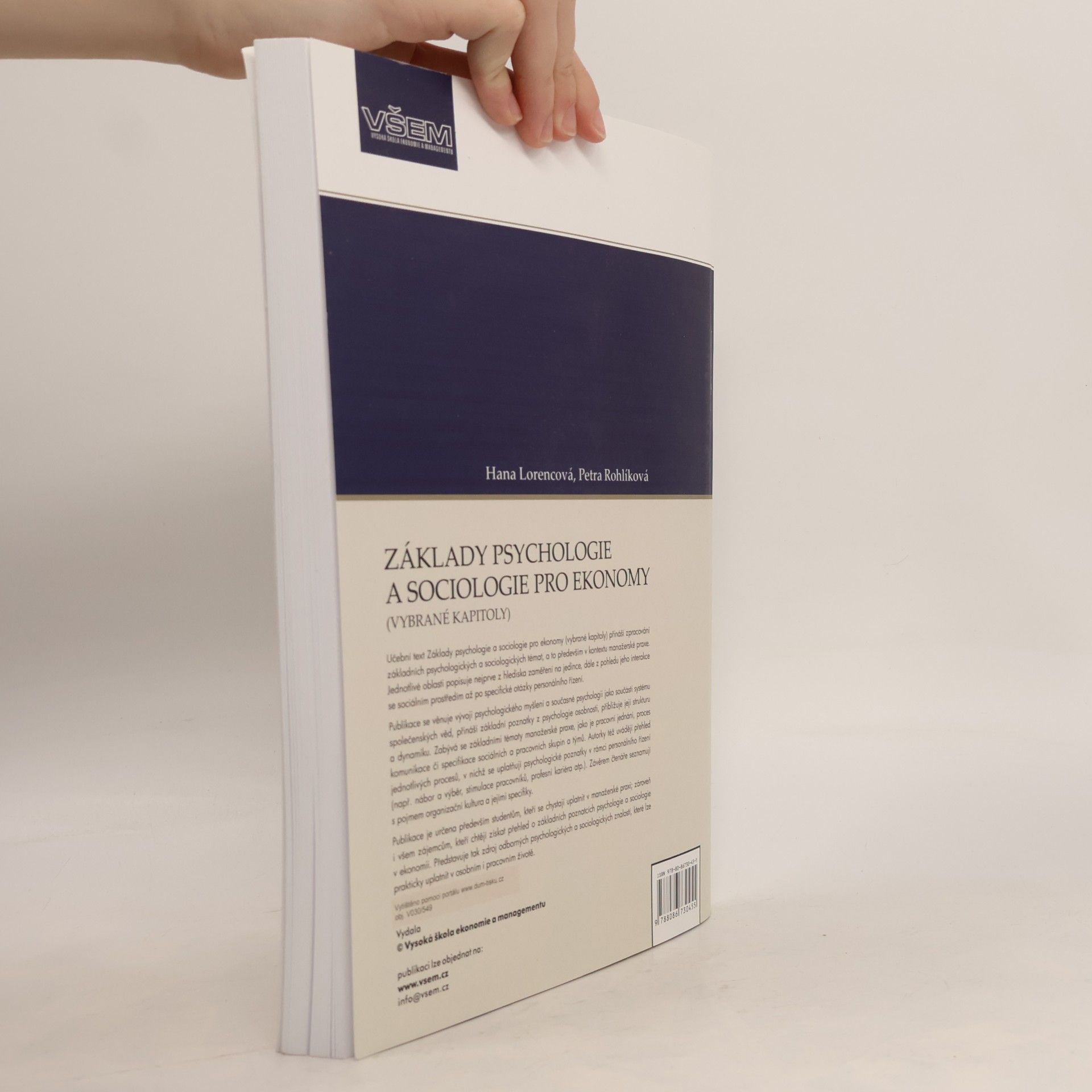 Hana Lorencová Základy psychologie a sociologie pro ekonomy : vybrané kapitoly