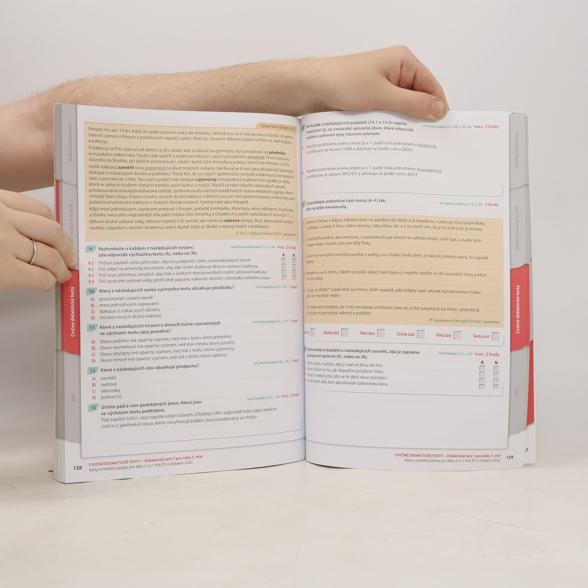Various authors Testy 2023-2024 z českého jazyka pro žáky 5. a 7. tříd ZŠ