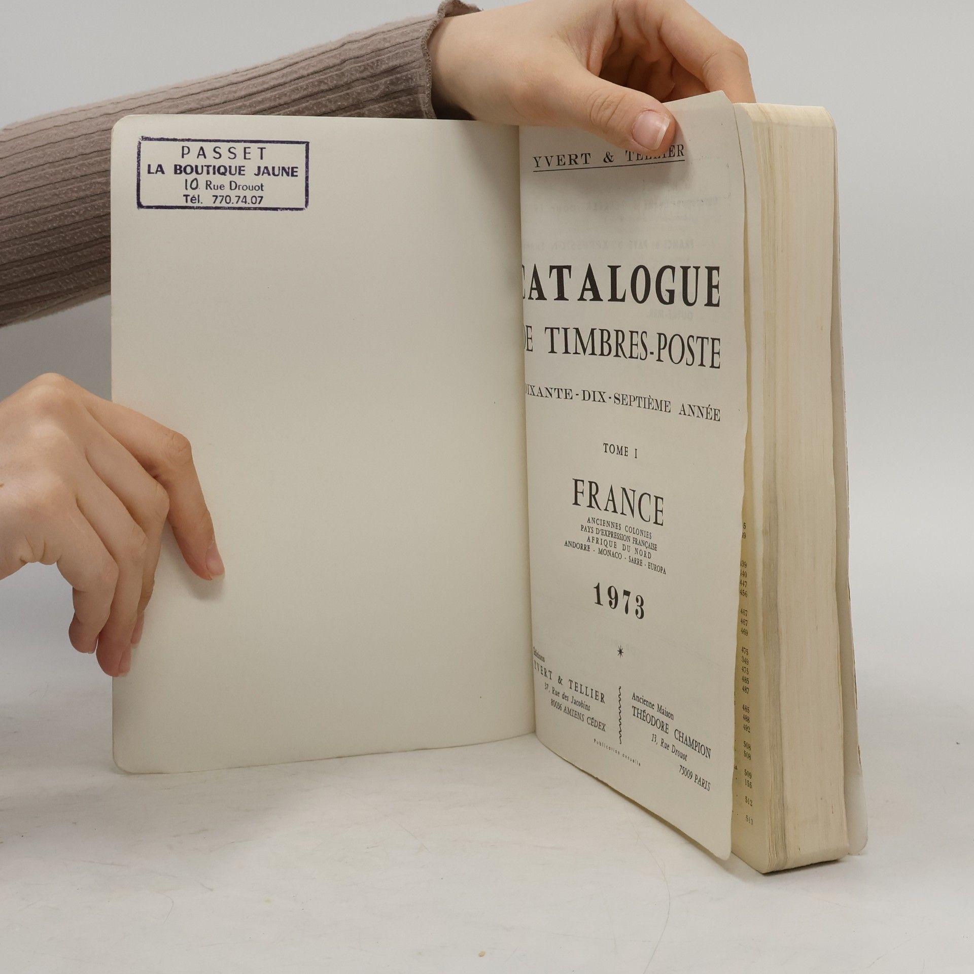 AA.VV. Catalogue Yvert et Tellier 1973 Tome I : Timbres de France