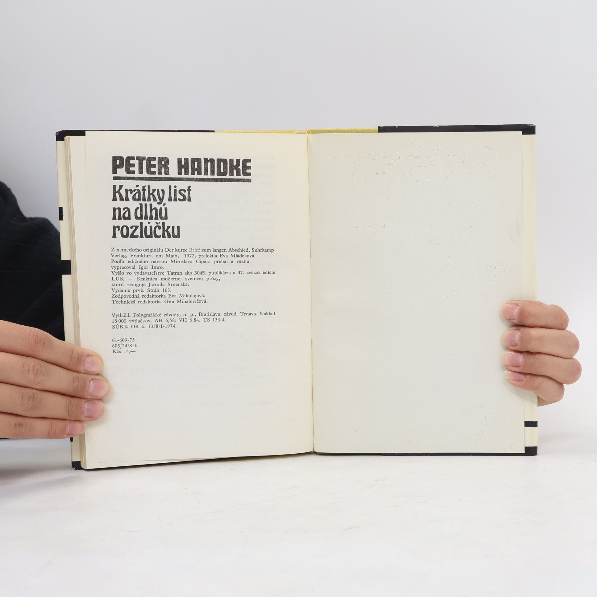 Peter Handke Krátky list na dlhú rozlúčku