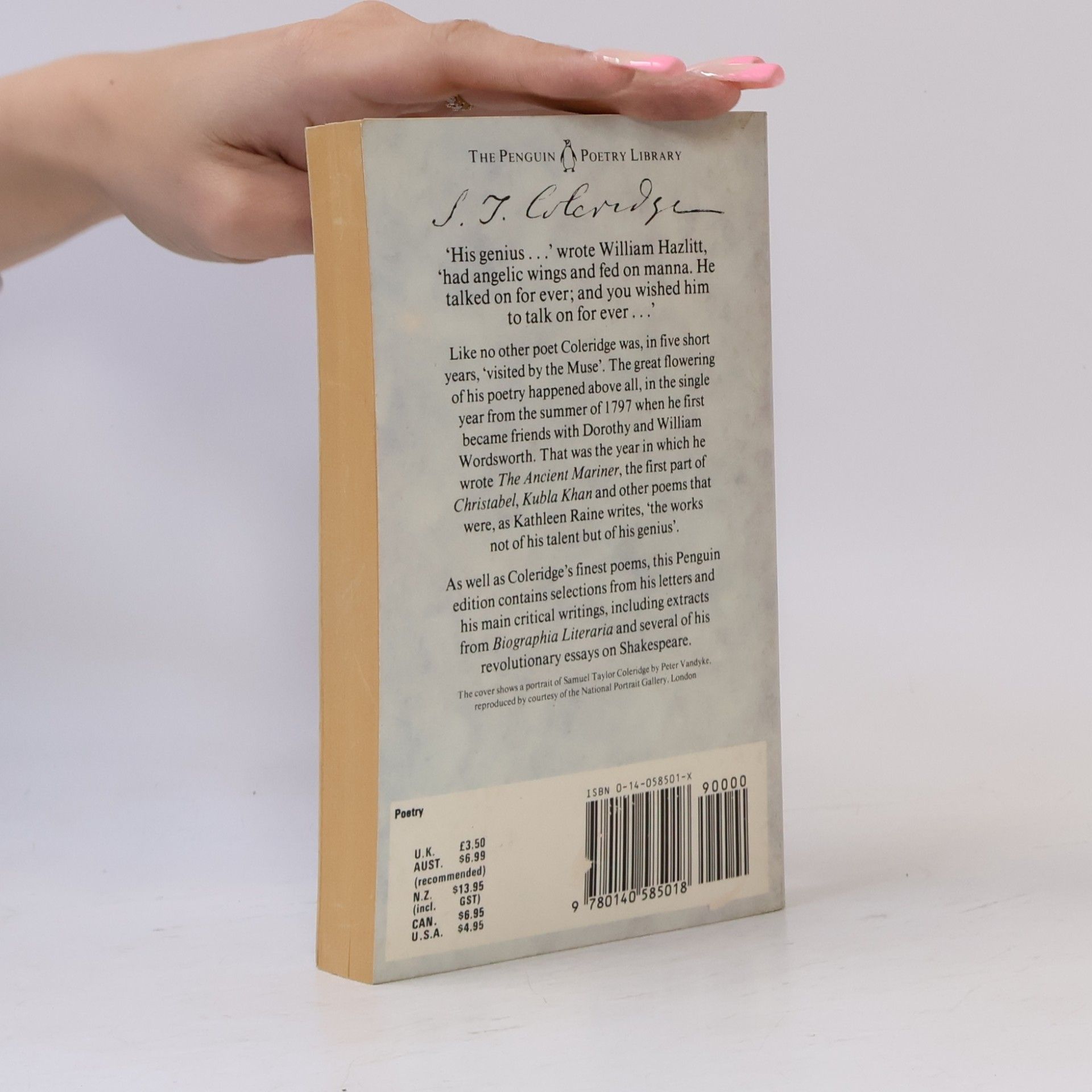 Samuel Taylor Coleridge The Penguin Poetry Library: Selected Poetry and Prose