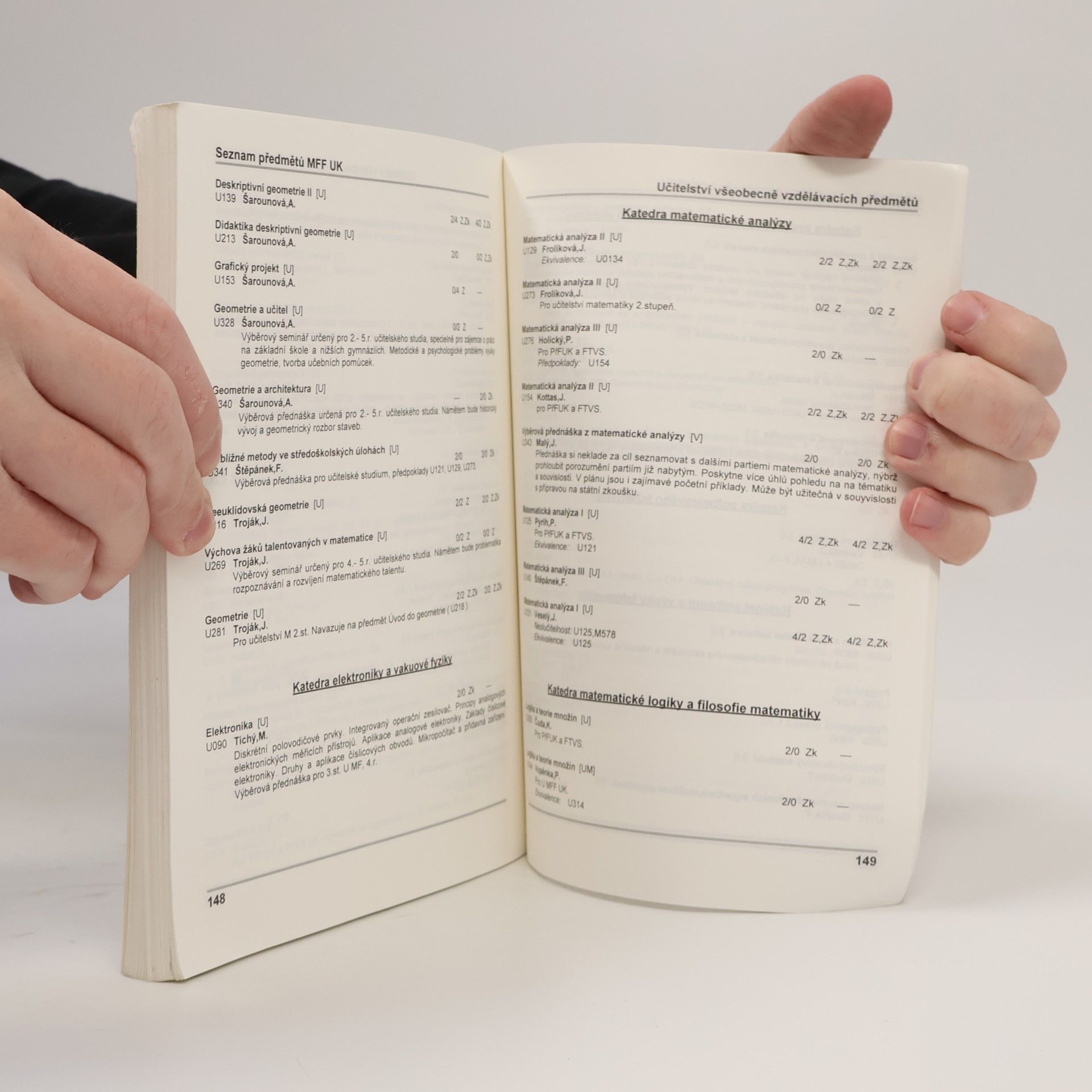 Kolektiv autorů Matematicko-fyzikální fakulta Univerzity Karlovy - Seznam předmětů 1995/1996