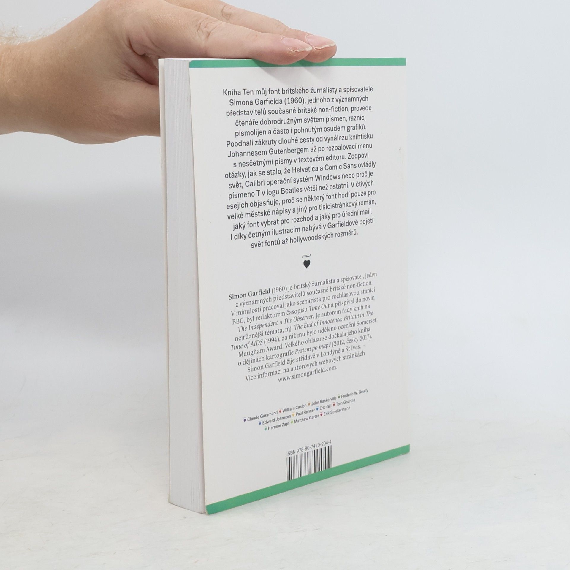 Simon Garfield Ten můj font. Stručné dějiny typografie v esejích
