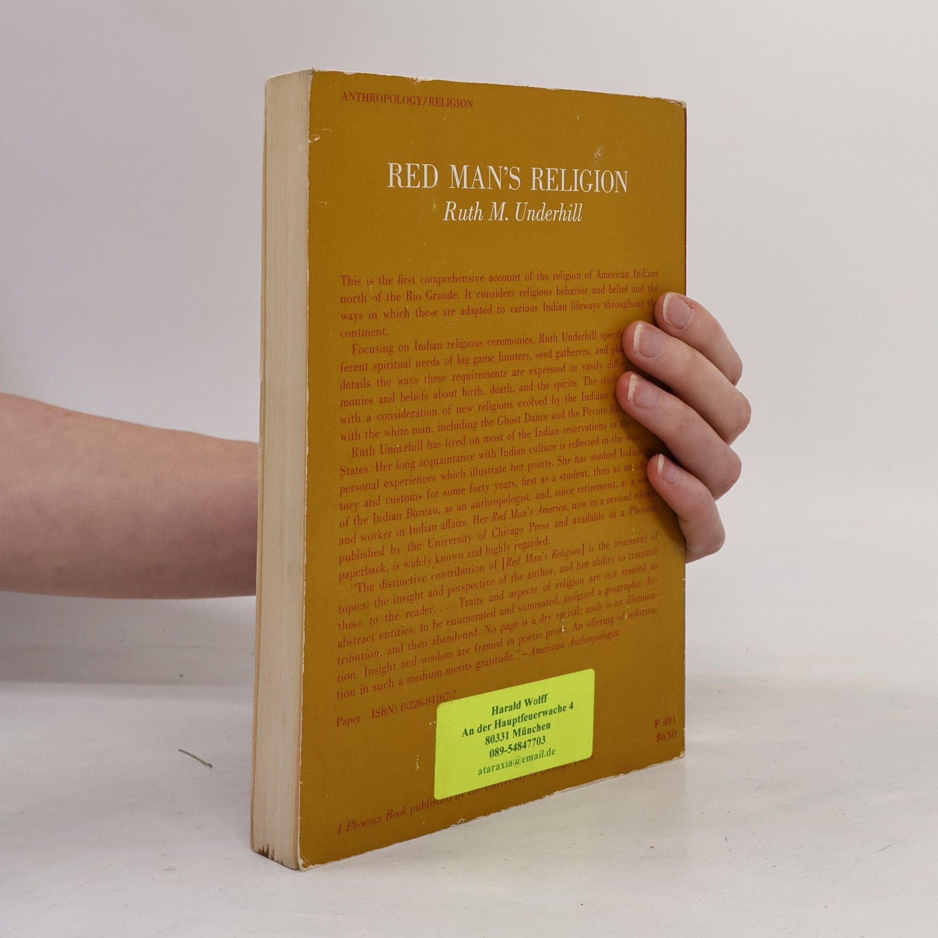 Ruth Murray Underhill Red Man's Religion