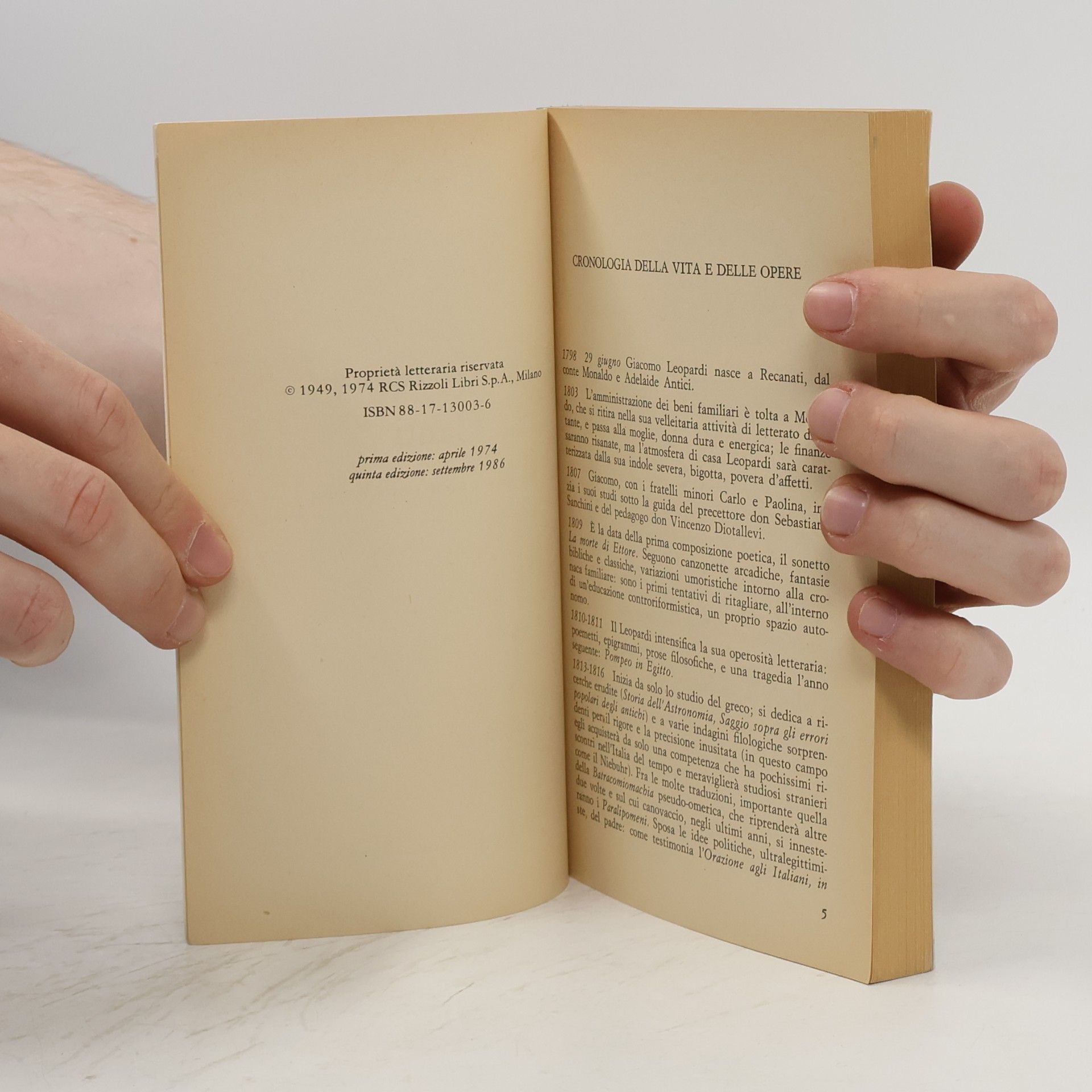 Giacomo Leopardi Biblioteca Universale Rizzoli - 3: Canti