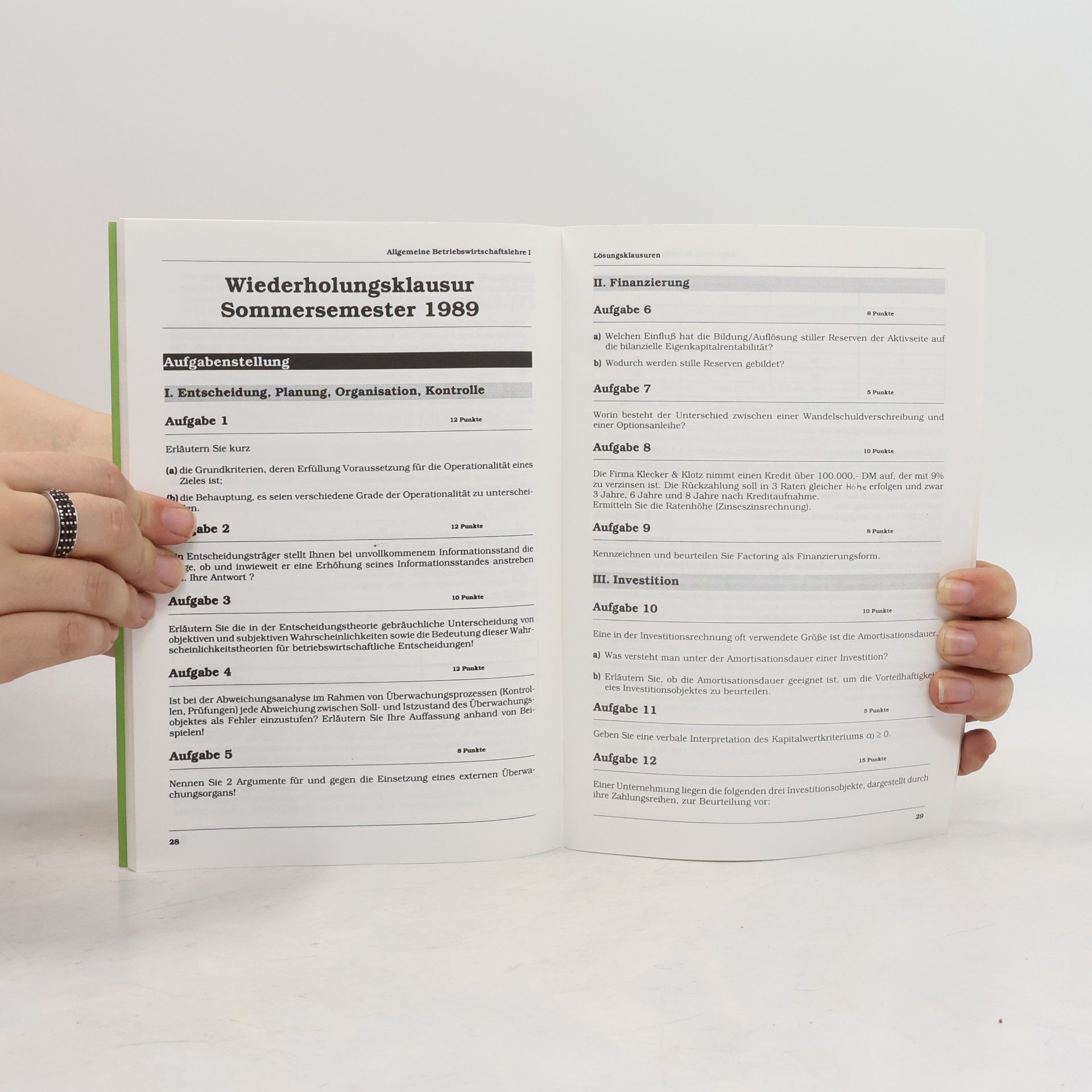 kolektiv Allgemeine Betriebswirtschaftslehre Lösungsklausuren