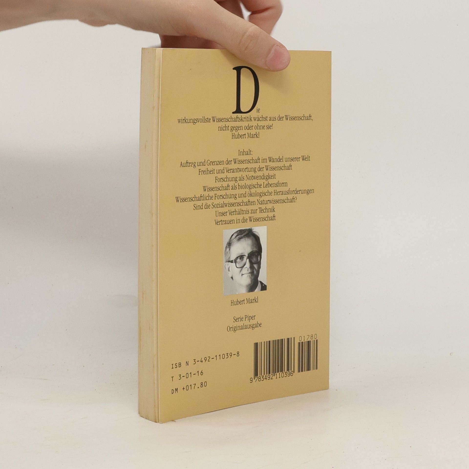 Hubert Markl Wissenschaft: zur Rede gestellt