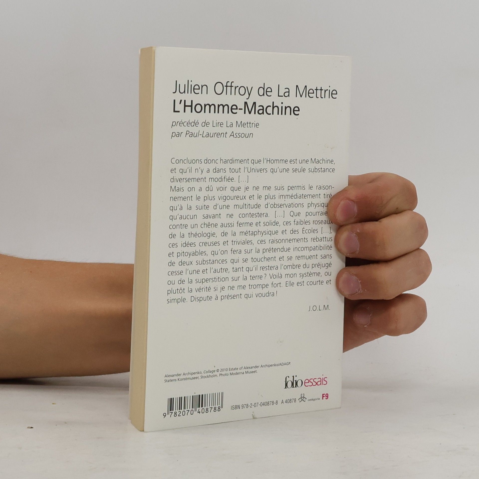 Julien Offroy de La Mettrie Folio essais - 344: L'Homme-Machine