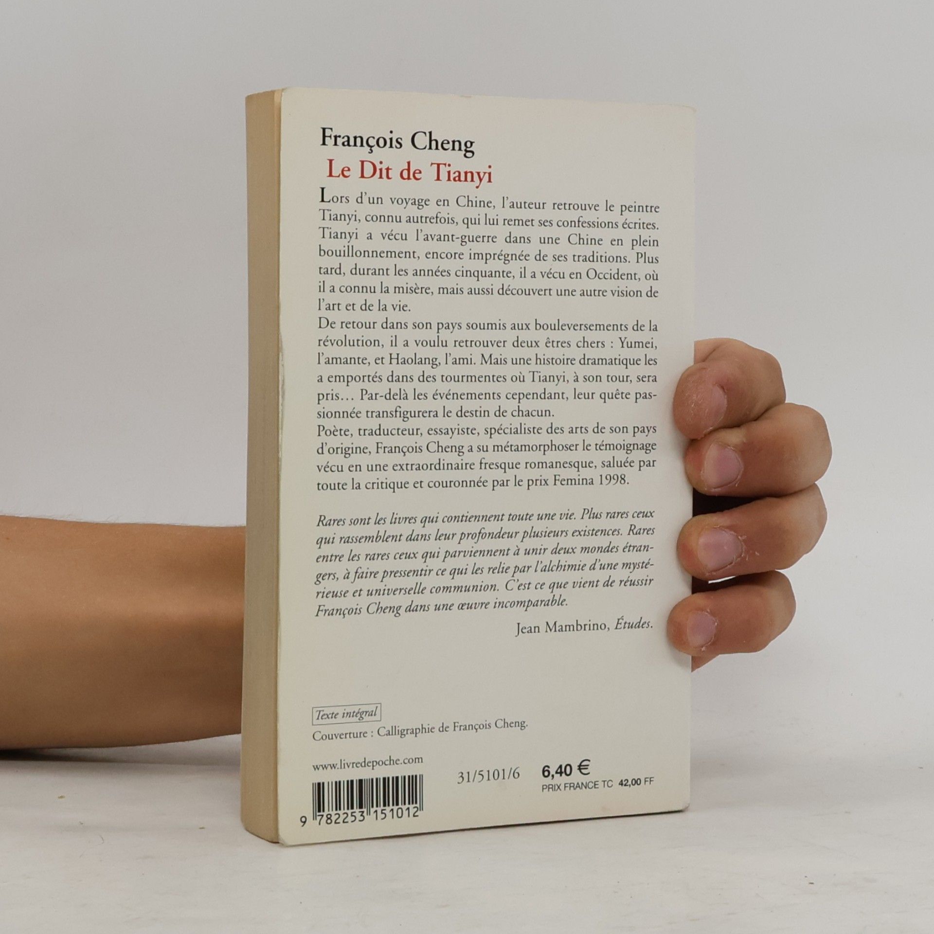 Franc ois Cheng Le dit de Tianyi