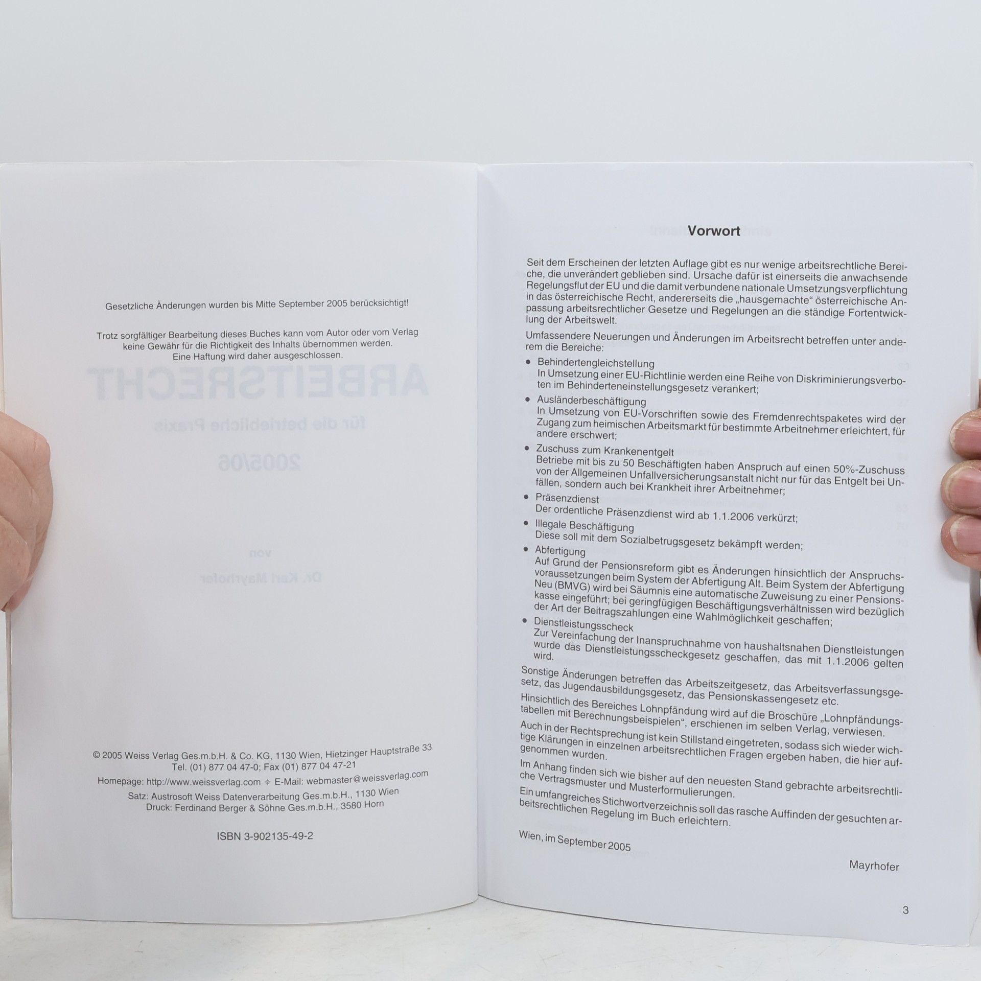 Mayrhofer Arbeitsrecht für die betriebliche Praxis 2005/06