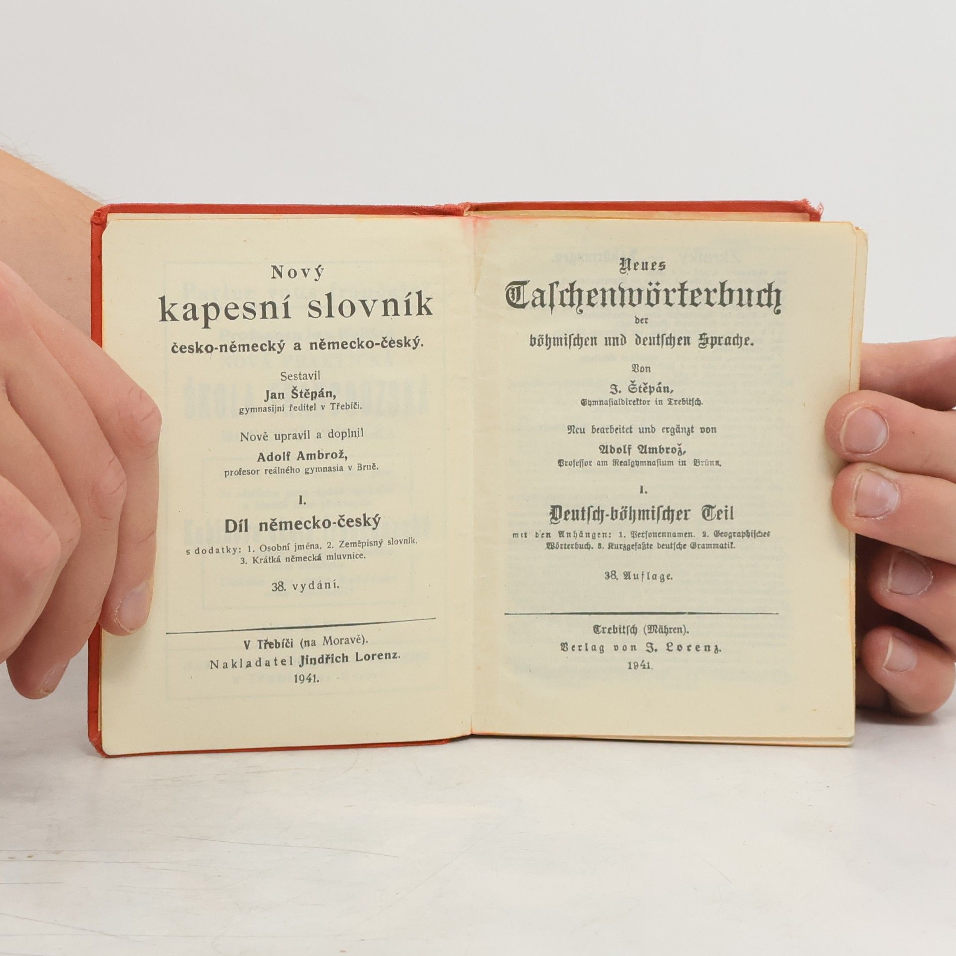 J. Štěpán Kapesní slovník česko-německý a německo-český pro školu, písárnu a dům. Taschenwörterbuch der deutschen und böhmischen Sprache für Schule, Kontor und Haus