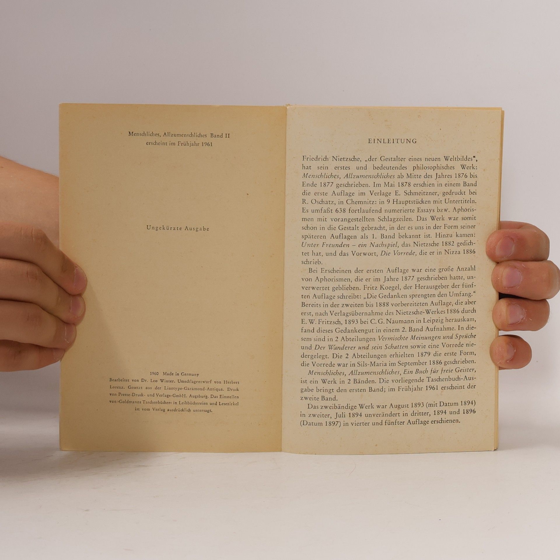 Friedrich Nietzsche Menschliches, Allzumenschliches