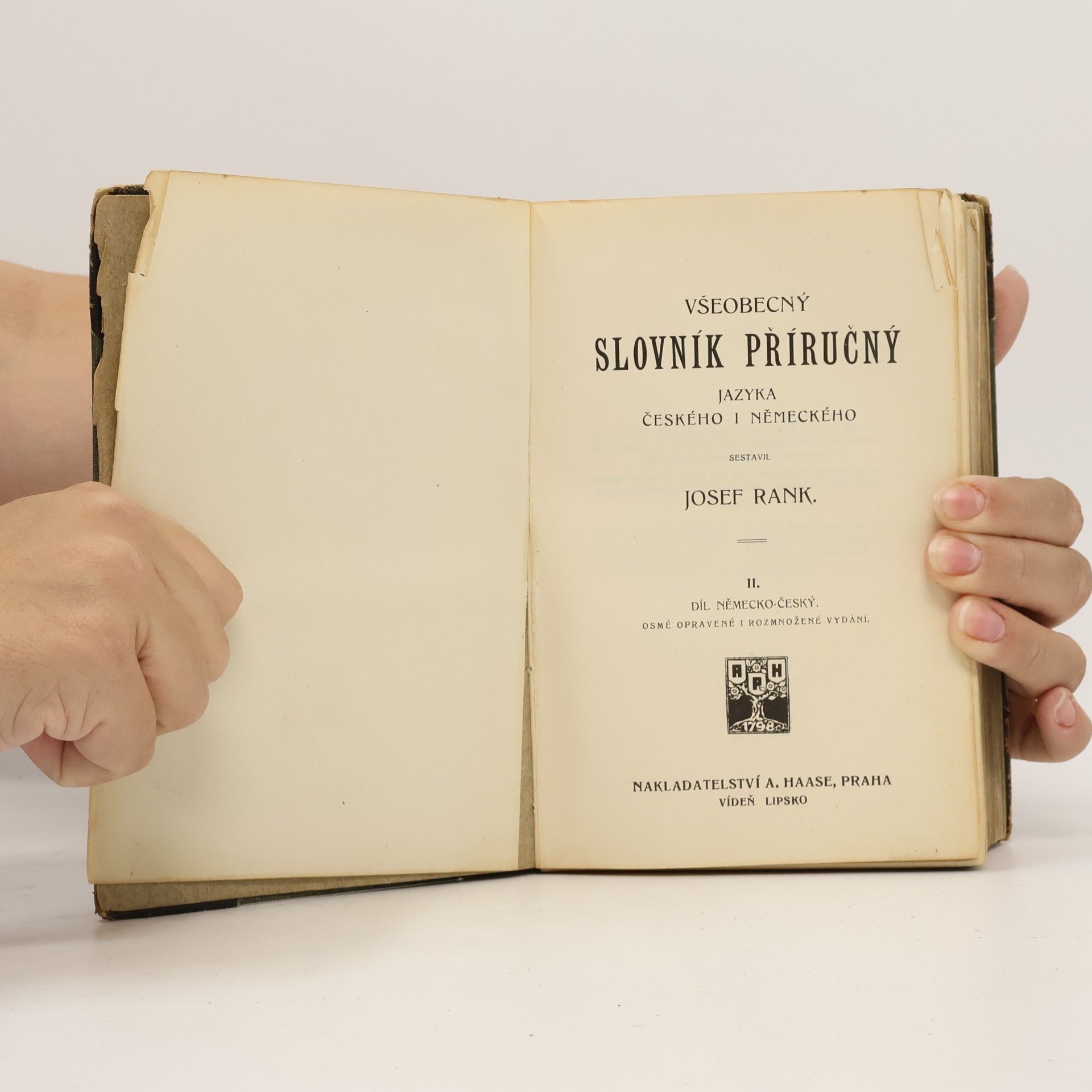 Josef Rank Všeobecný slovník příručný jazyka českého i německého II