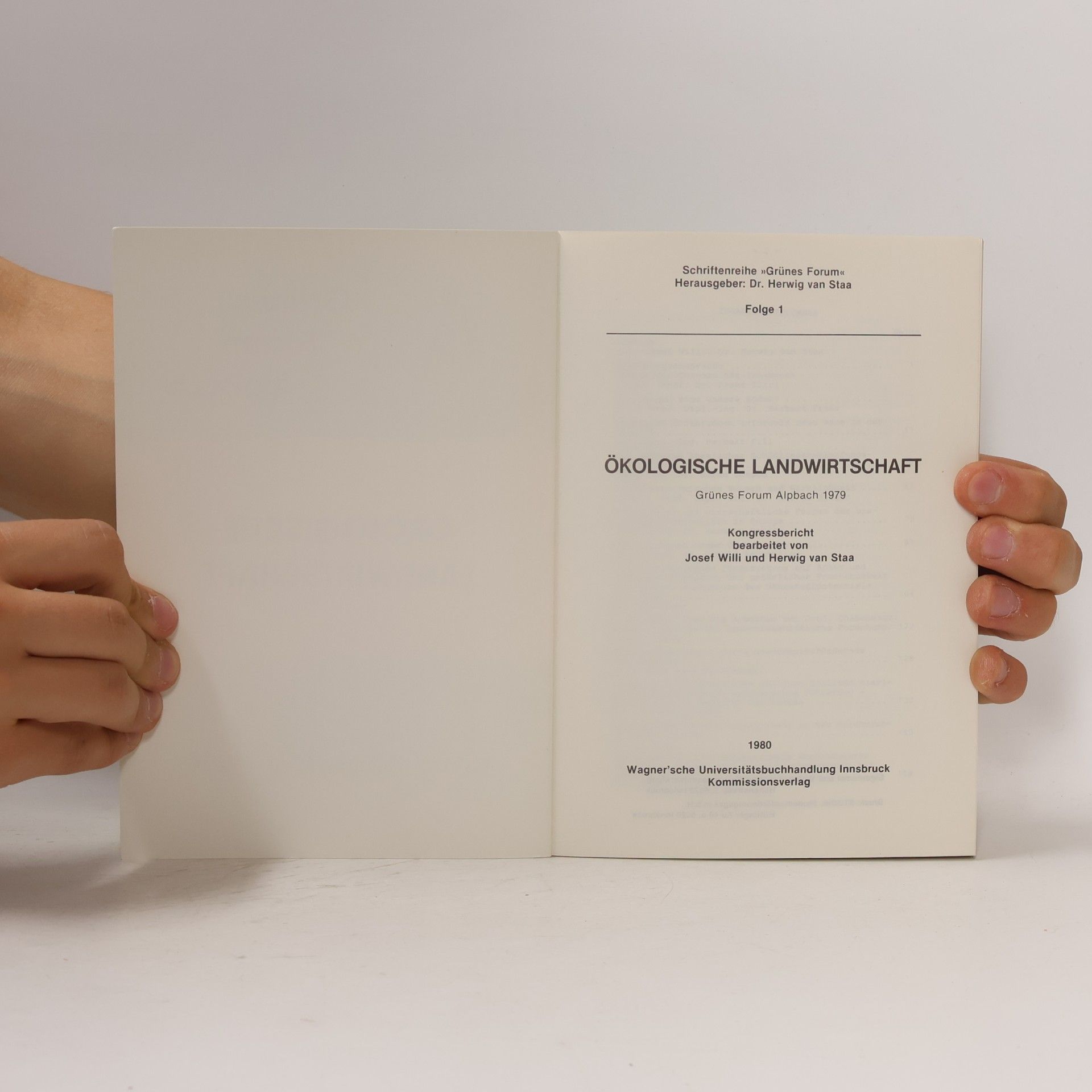 J. Willi Ökologische Landwirtschaft. Kongreßbericht 1979